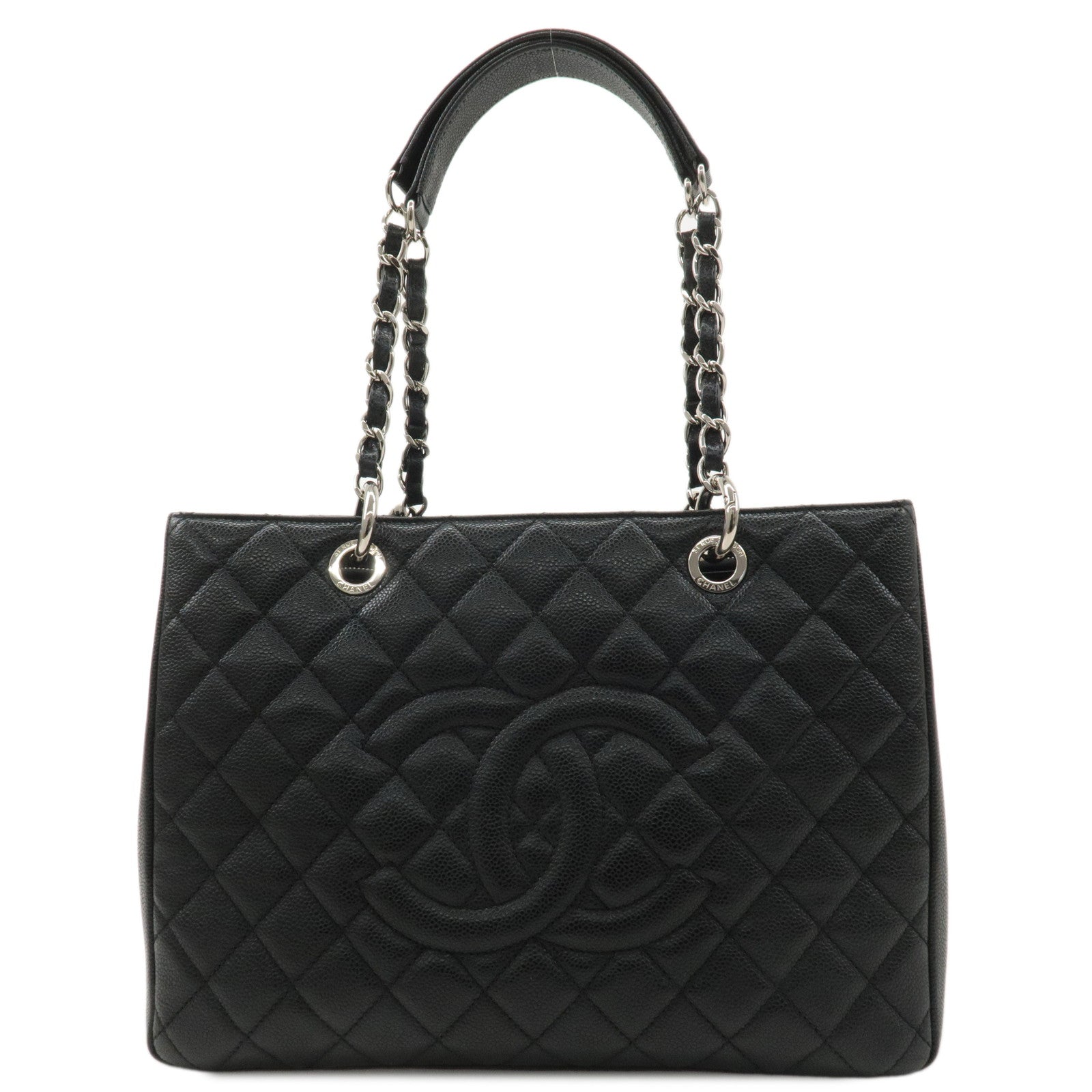 CHANEL-Matelasse-Caviar-Skin-GST-Chain-Tote-Bag-Black-A50995