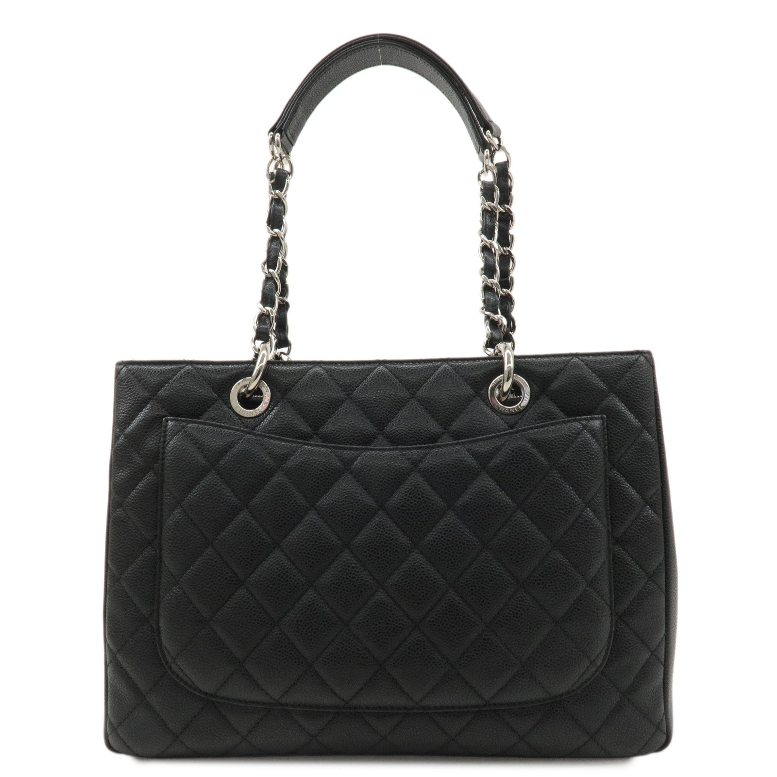 CHANEL Matelasse Caviar Skin GST Chain Tote Bag Black A50995