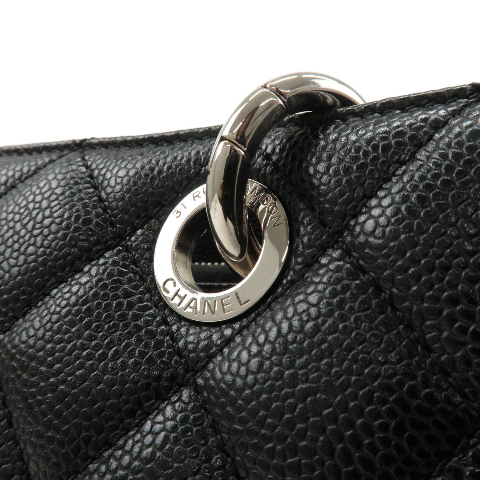 CHANEL Matelasse Caviar Skin GST Chain Tote Bag Black A50995