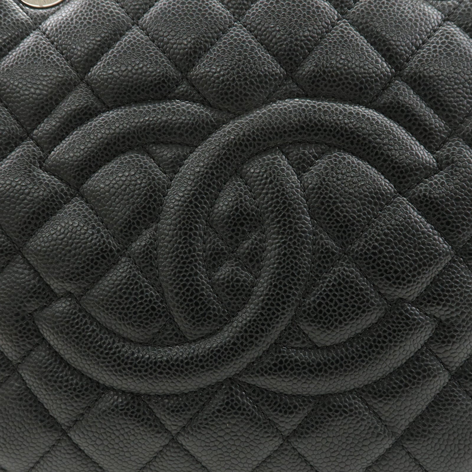 CHANEL Matelasse Caviar Skin GST Chain Tote Bag Black A50995