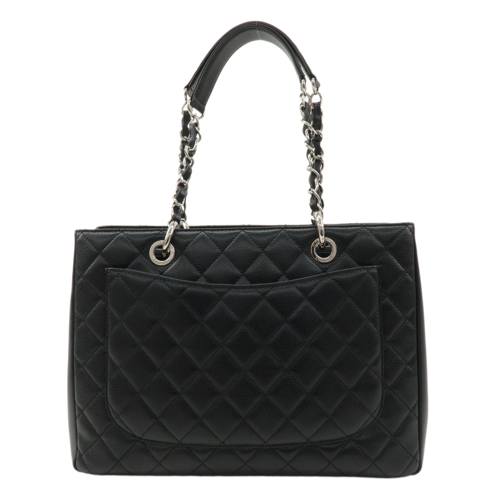 CHANEL Matelasse Caviar Skin GST Chain Tote Bag Black A50995