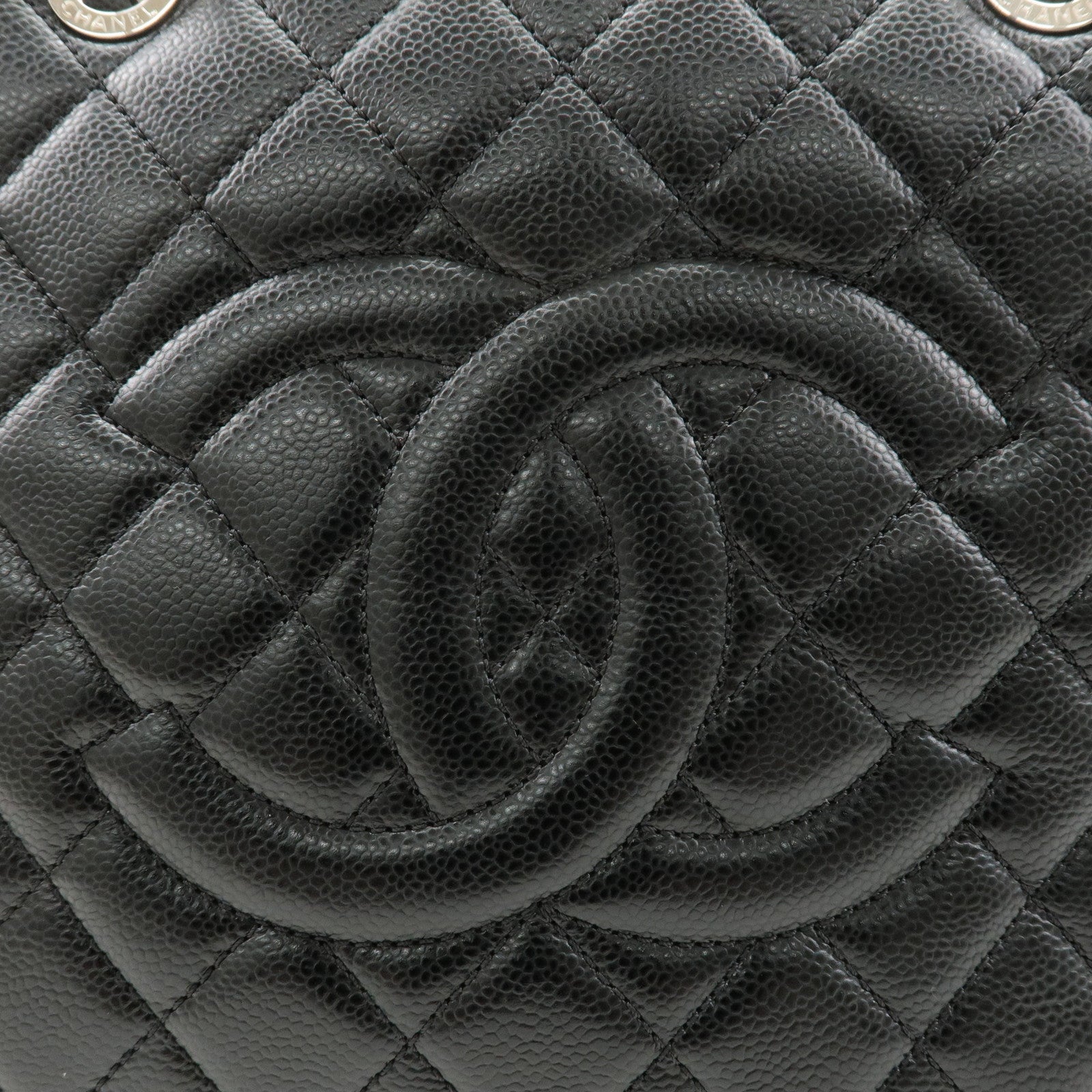 CHANEL Matelasse Caviar Skin GST Chain Tote Bag Black A50995