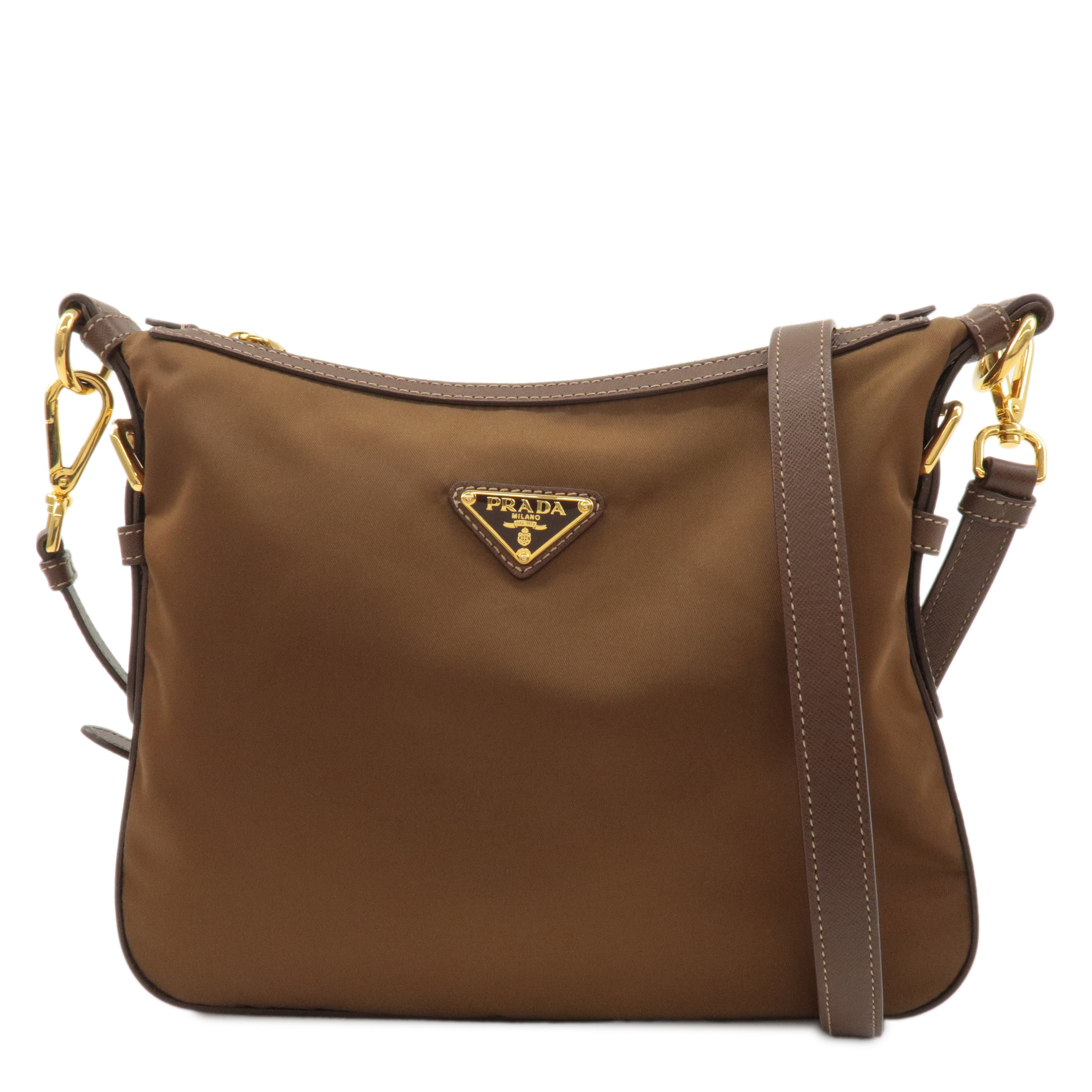 PRADA-Logo-Nylon-Leather-Shoulder-Bag-Crossbody-Bag-Brown-BT0706