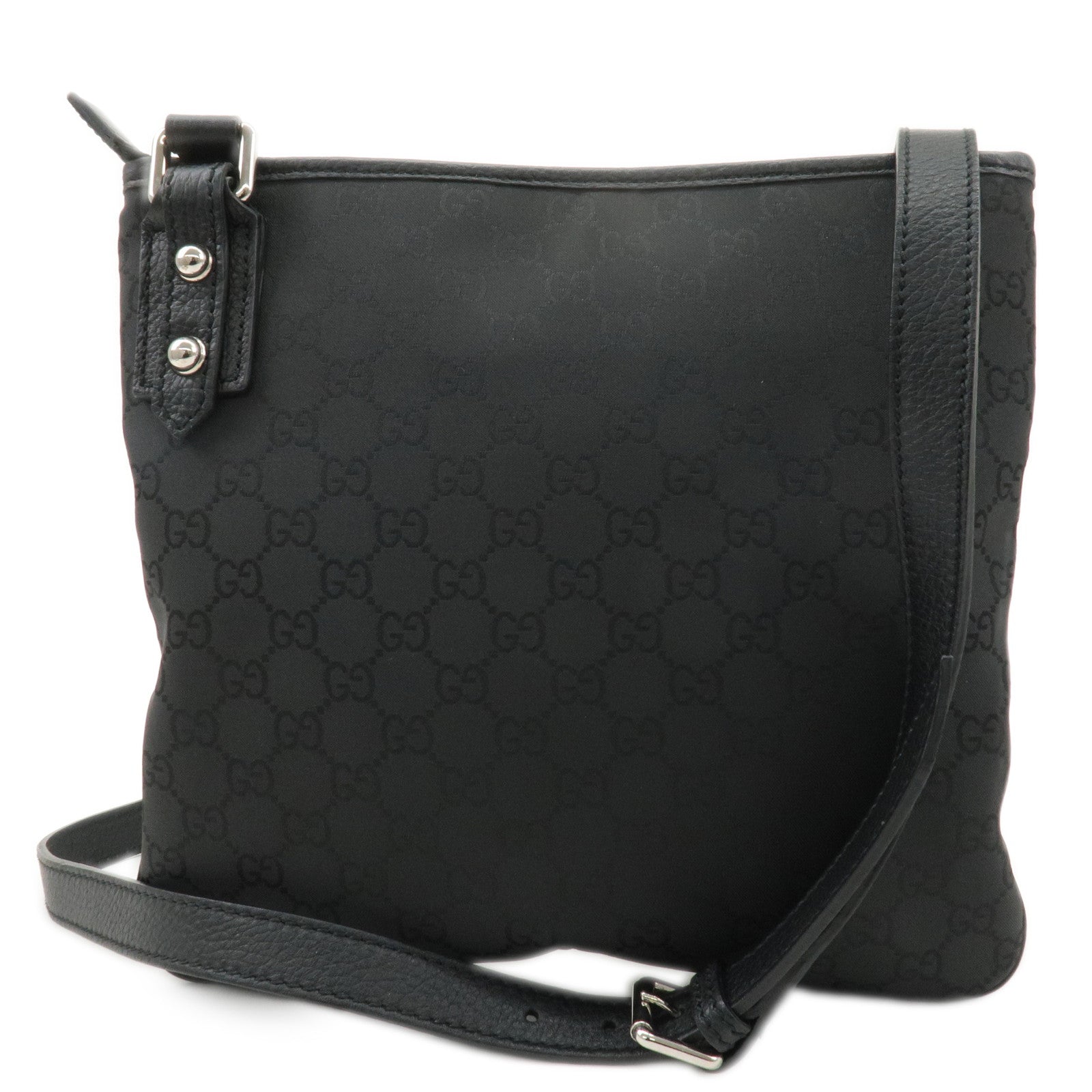 GUCCI-GG-Nylon-Leather-Crossbody-Bag-Shoulder-Bag-Black-268620