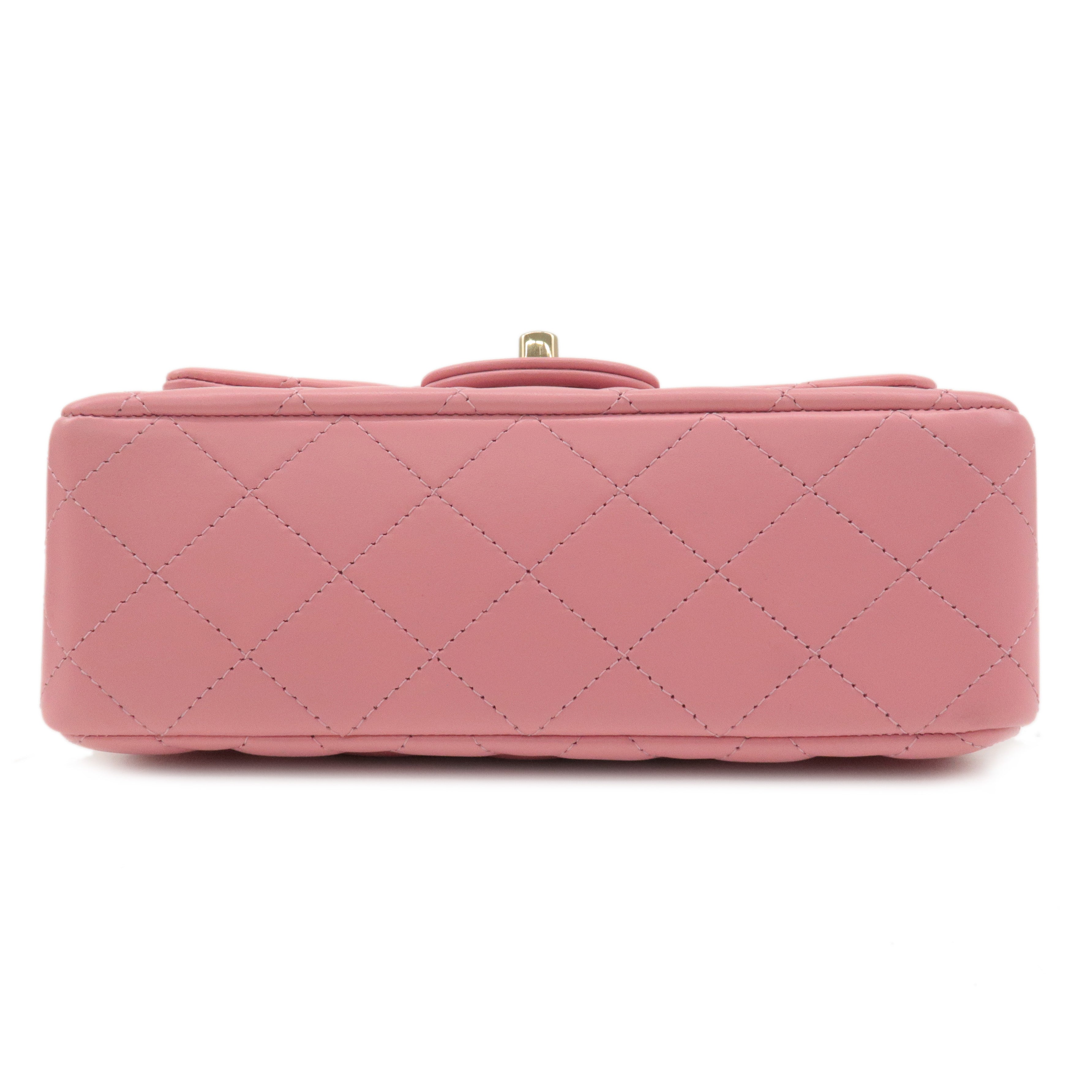 CHANEL Matelasse Lamb Skin Top Handle Mini Flap 2way Bag Pink