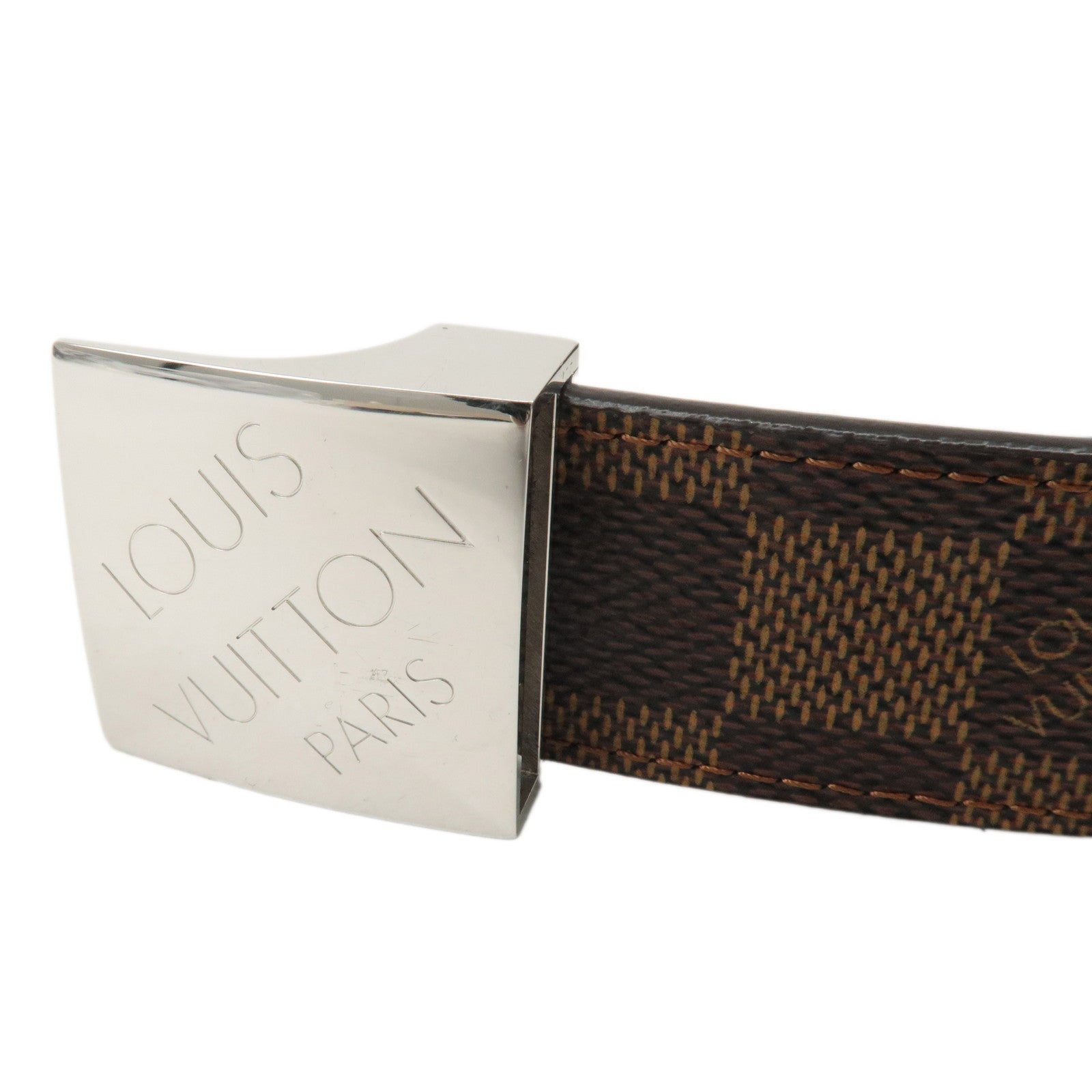 LOUIS VUITTON Damier Ebene Saint Tulle LV Paris Belt 80/32 M6945