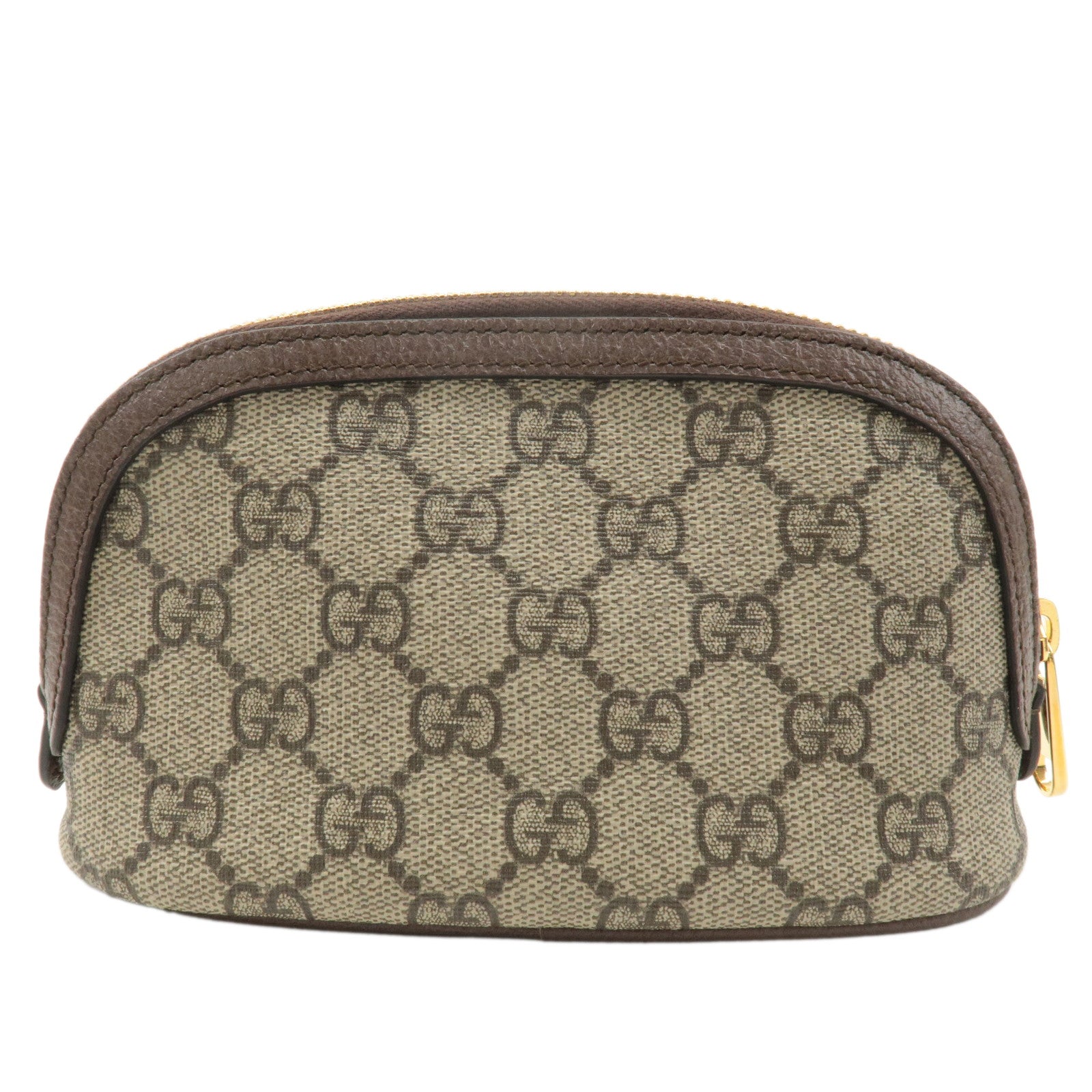 GUCCI Ophidia GG Supreme Leather Cosmetic Pouch Beige Brown 625550