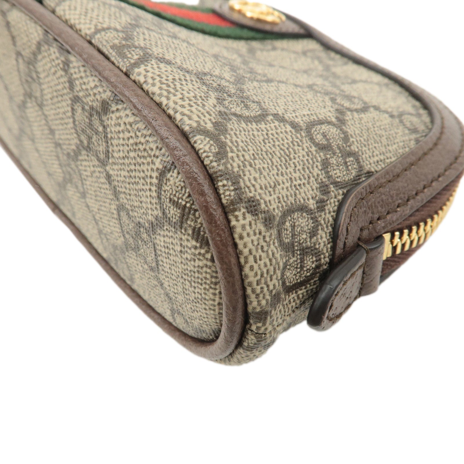 GUCCI Ophidia GG Supreme Leather Cosmetic Pouch Beige Brown 625550