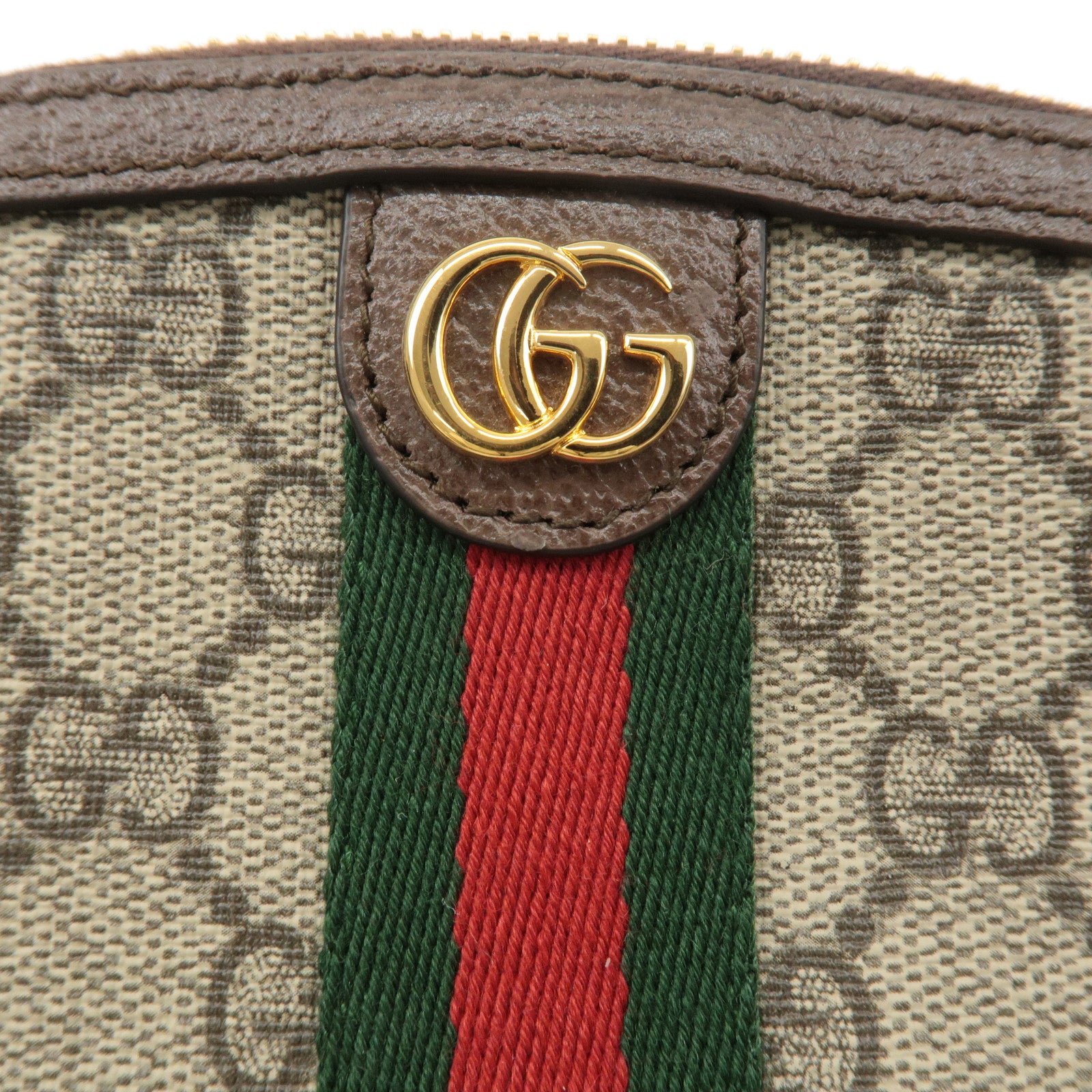 GUCCI Ophidia GG Supreme Leather Cosmetic Pouch Beige Brown 625550