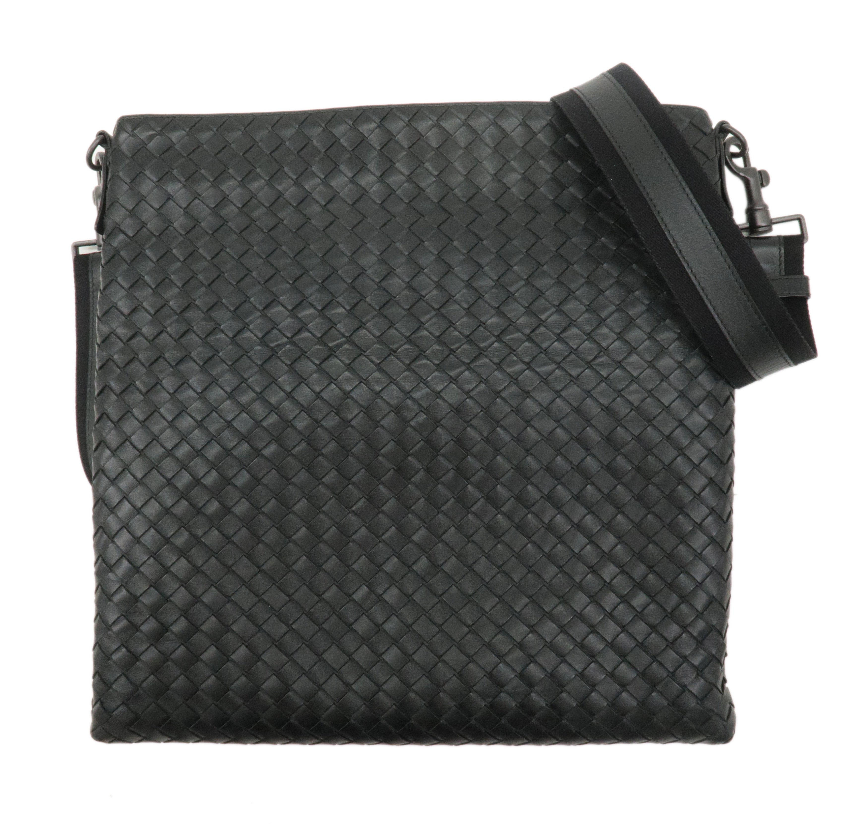 BOTTEGA-VENETA-Intrecciato-Leather-Crossbody-Bag-Black-276356