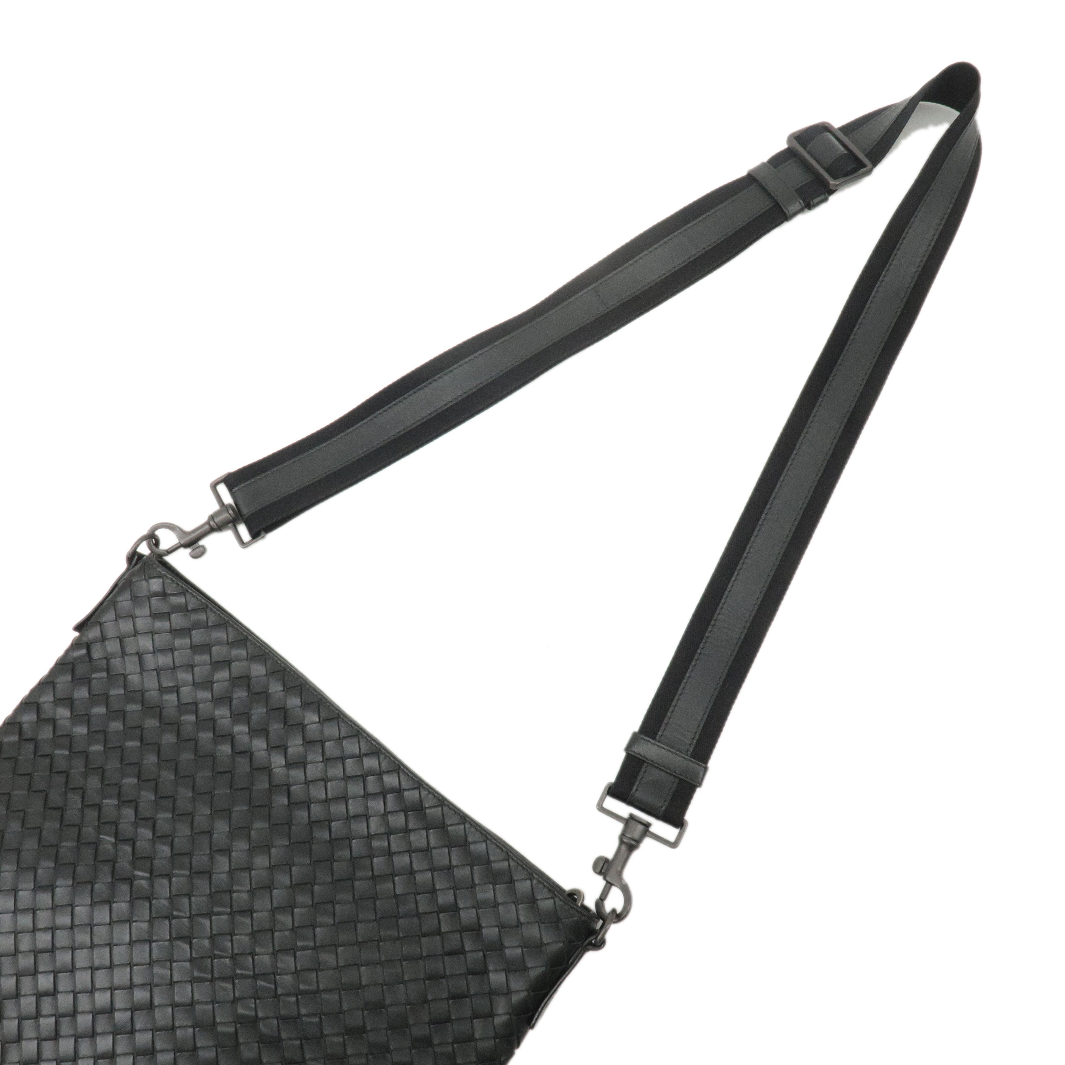 BOTTEGA VENETA Intrecciato Leather Crossbody Bag Black 276356