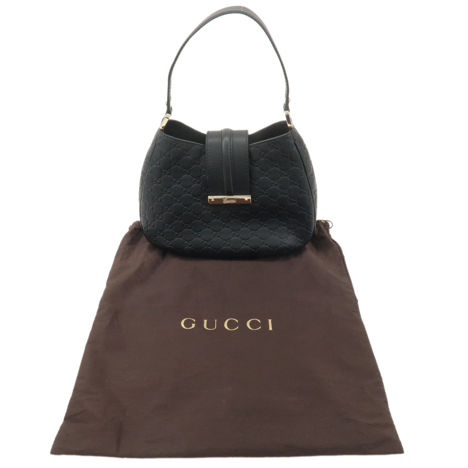 GUCCI Guccissima Leather Shoulder Bag Hand Bag Black 233608