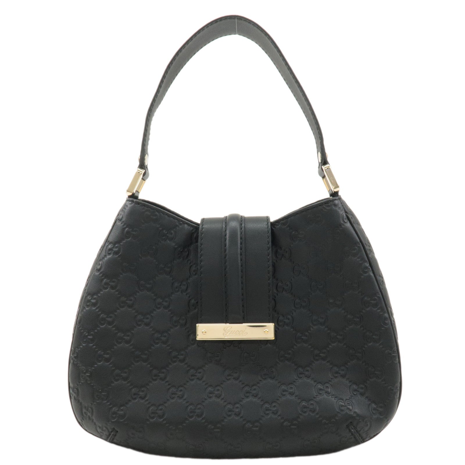 GUCCI-Guccissima-Leather-Shoulder-Bag-Hand-Bag-Black-233608