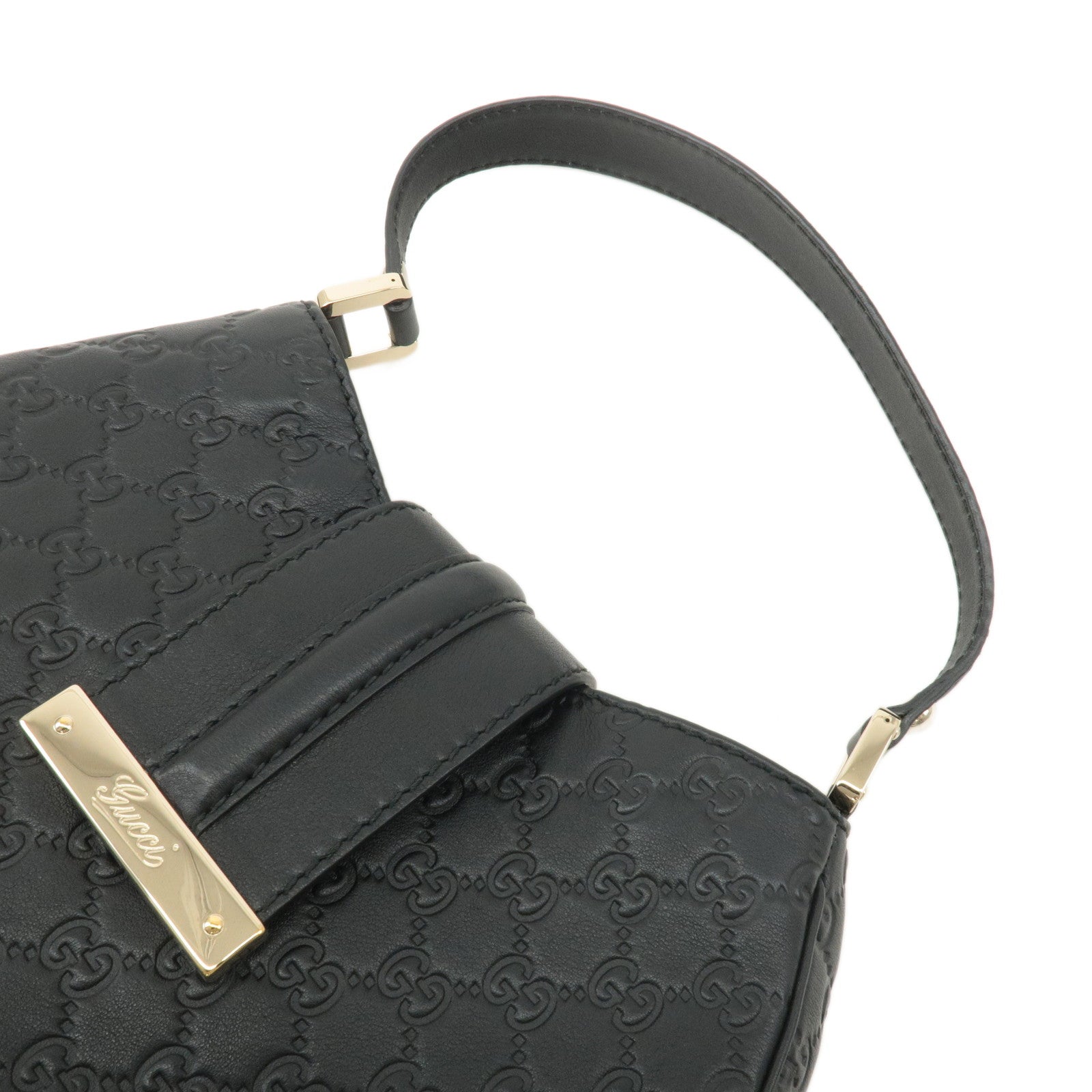 GUCCI Guccissima Leather Shoulder Bag Hand Bag Black 233608