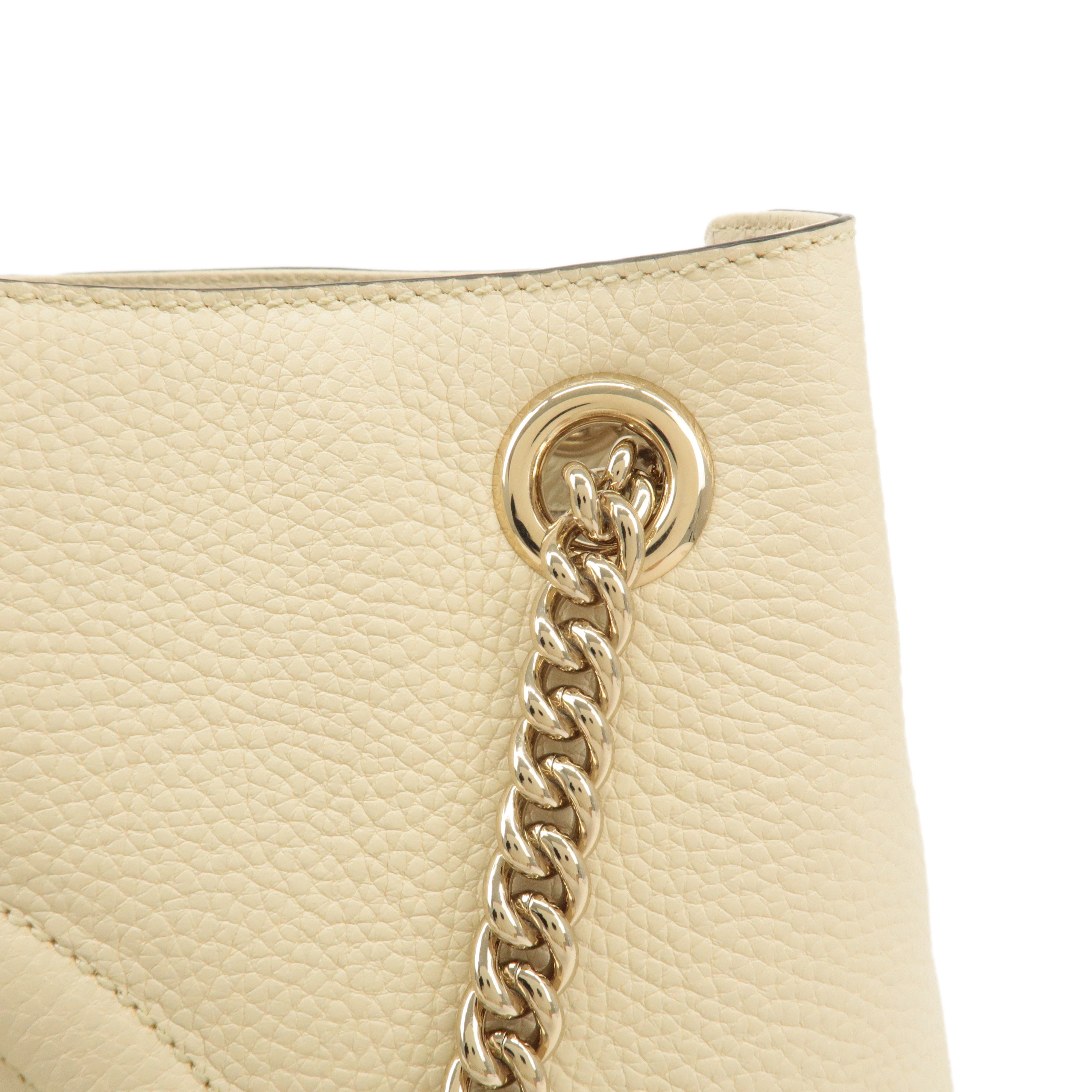 GUCCI SOHO Leather Chain Shoulder Bag Tote Bag Ivory 536196