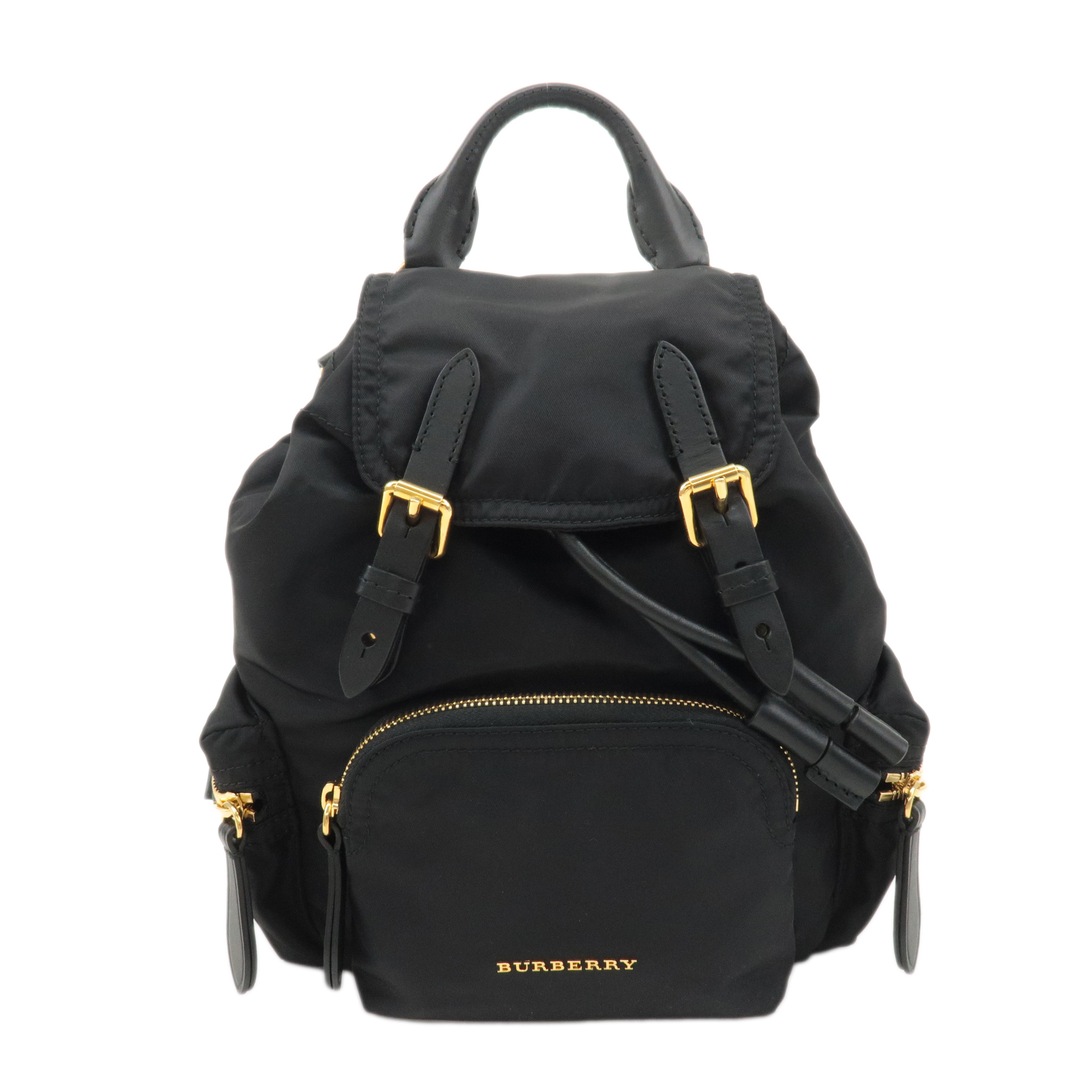 BURBERRY-Nylon-Leather-Back-Pack-Ruck-Sack-Black