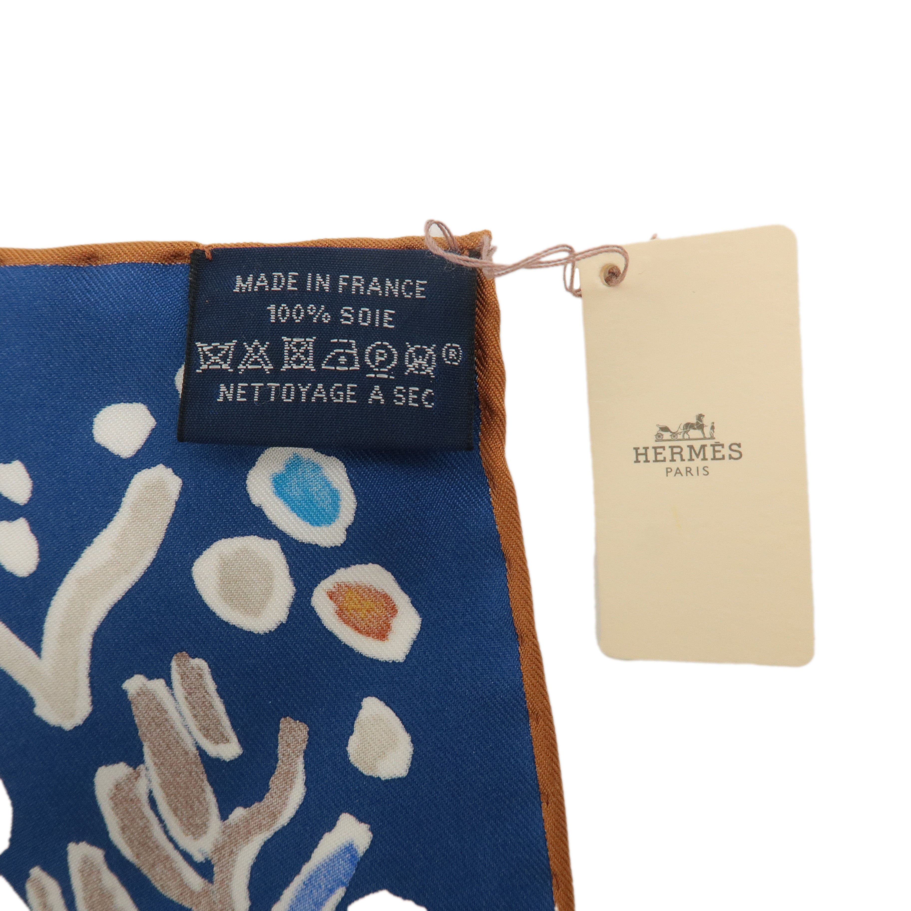 HERMES 100% Silk Carre 90 Scarf ISOLA DI PRIMAVERA Blue White