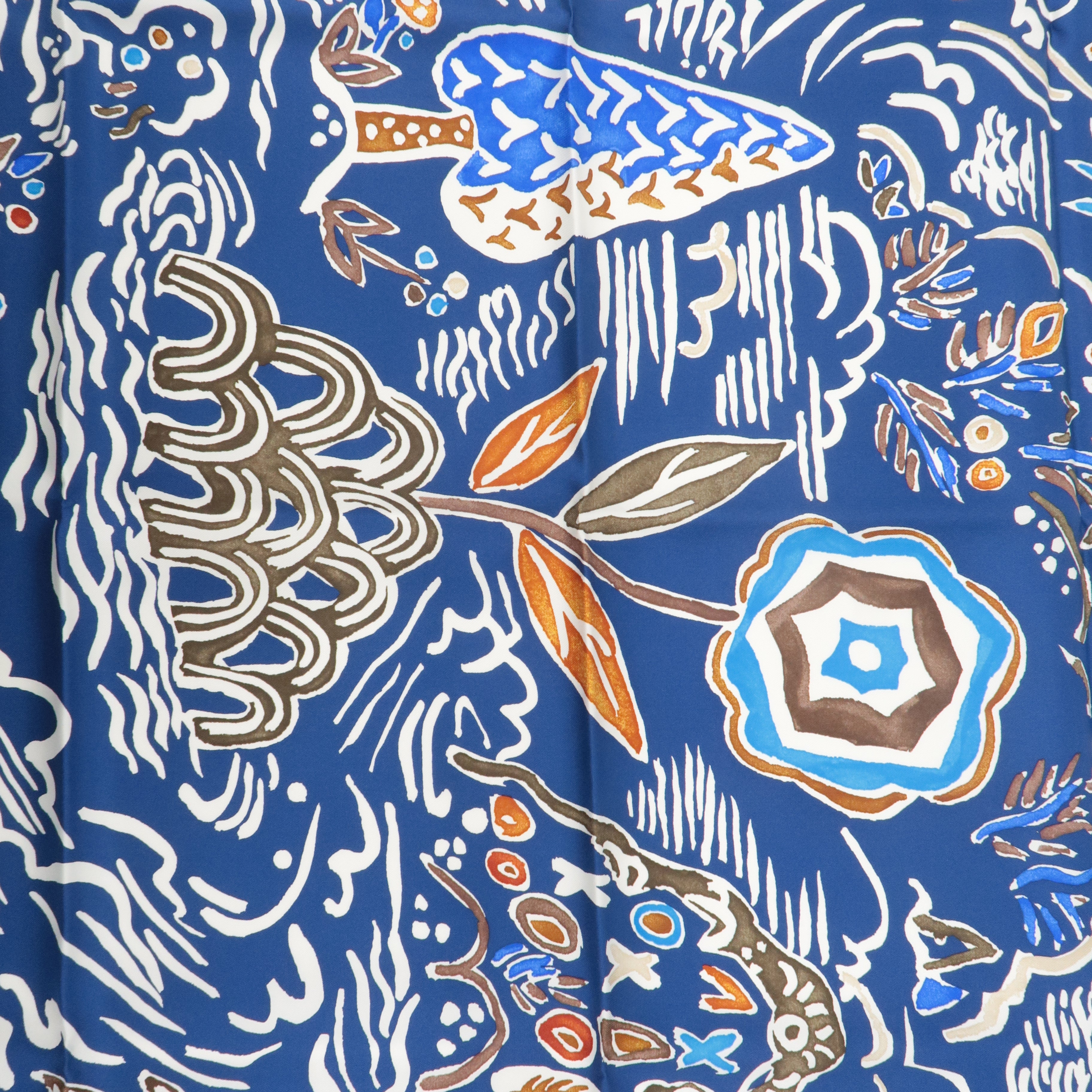 HERMES 100% Silk Carre 90 Scarf ISOLA DI PRIMAVERA Blue White