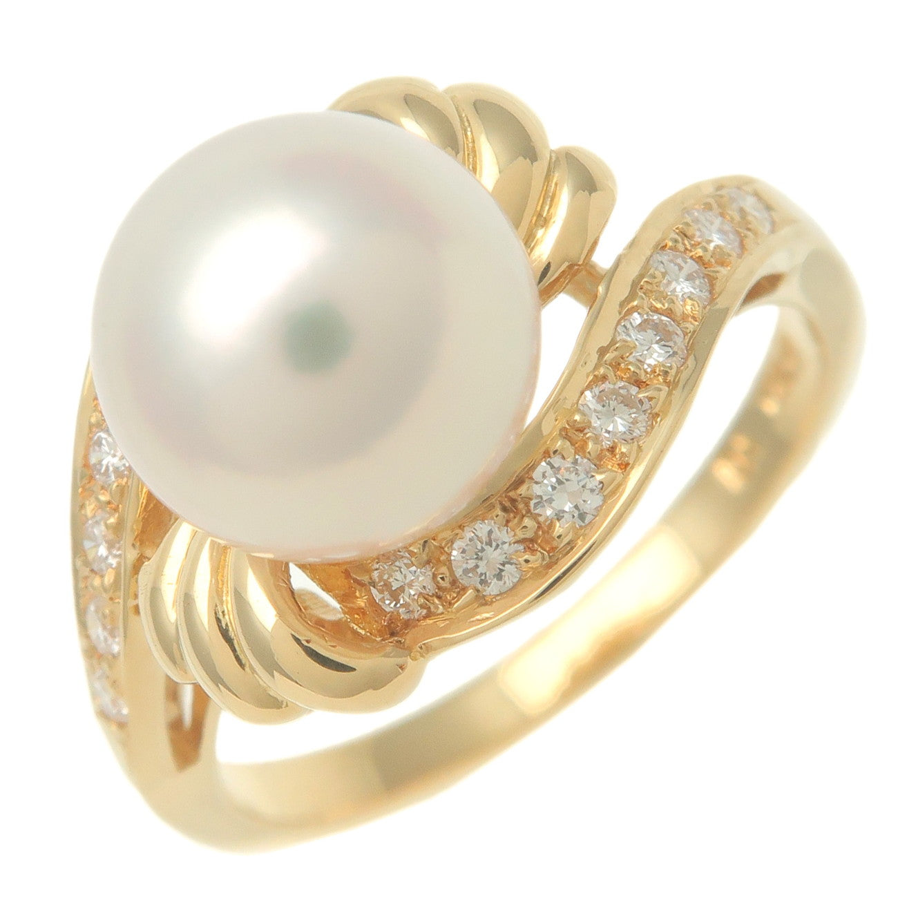 MIKIMOTO-Pearl-Diamond-Ring-K18YG-750YG-Yellow-Gold-US5.5-6