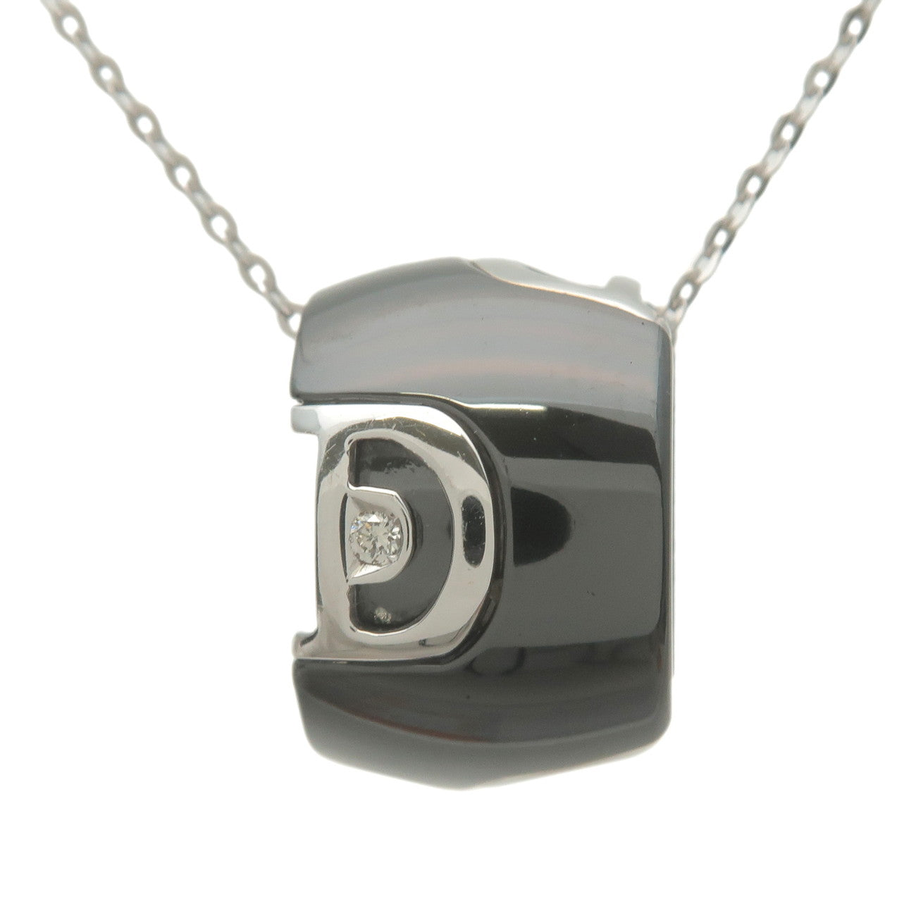 DAMIANI-D-Icon-1P-Diamond-Necklace-K18WG-750WG-White-Gold-Ceramic