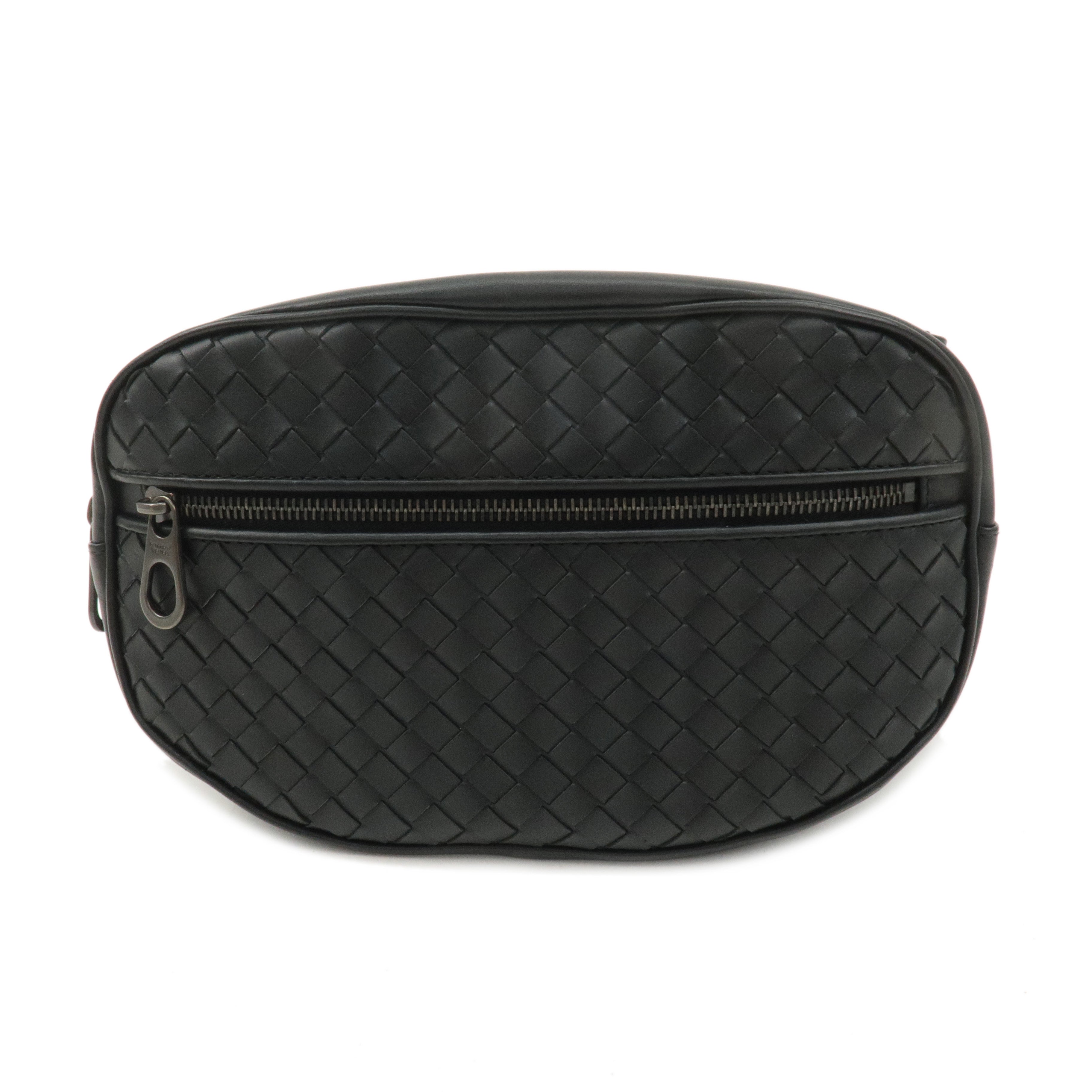 BOTTEGA-VENETA-Intrecciato-Leather-Body-Bag-Waist-Bag-Black-520452