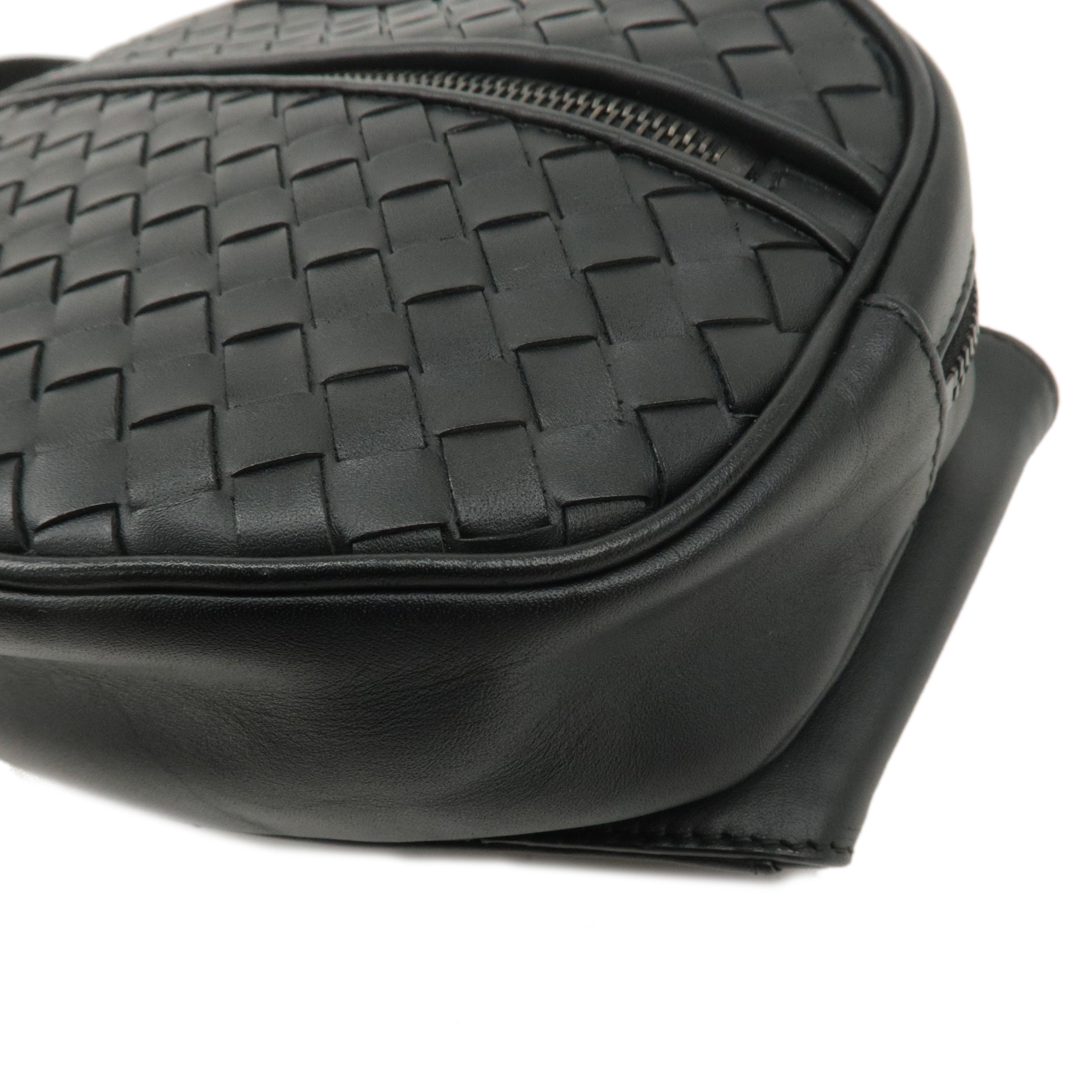 BOTTEGA VENETA Intrecciato Leather Body Bag Waist Bag Black 520452