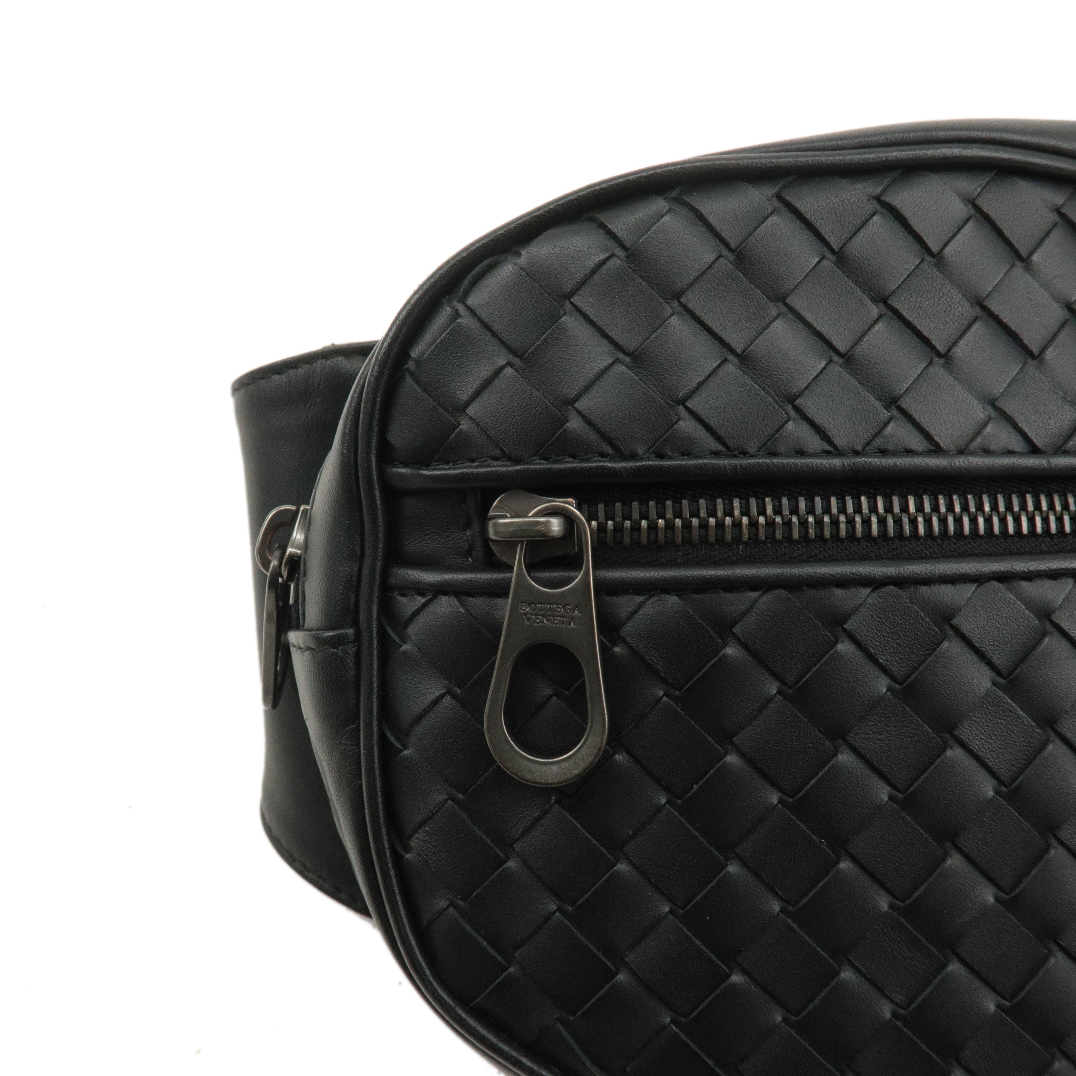 BOTTEGA VENETA Intrecciato Leather Body Bag Waist Bag Black 520452