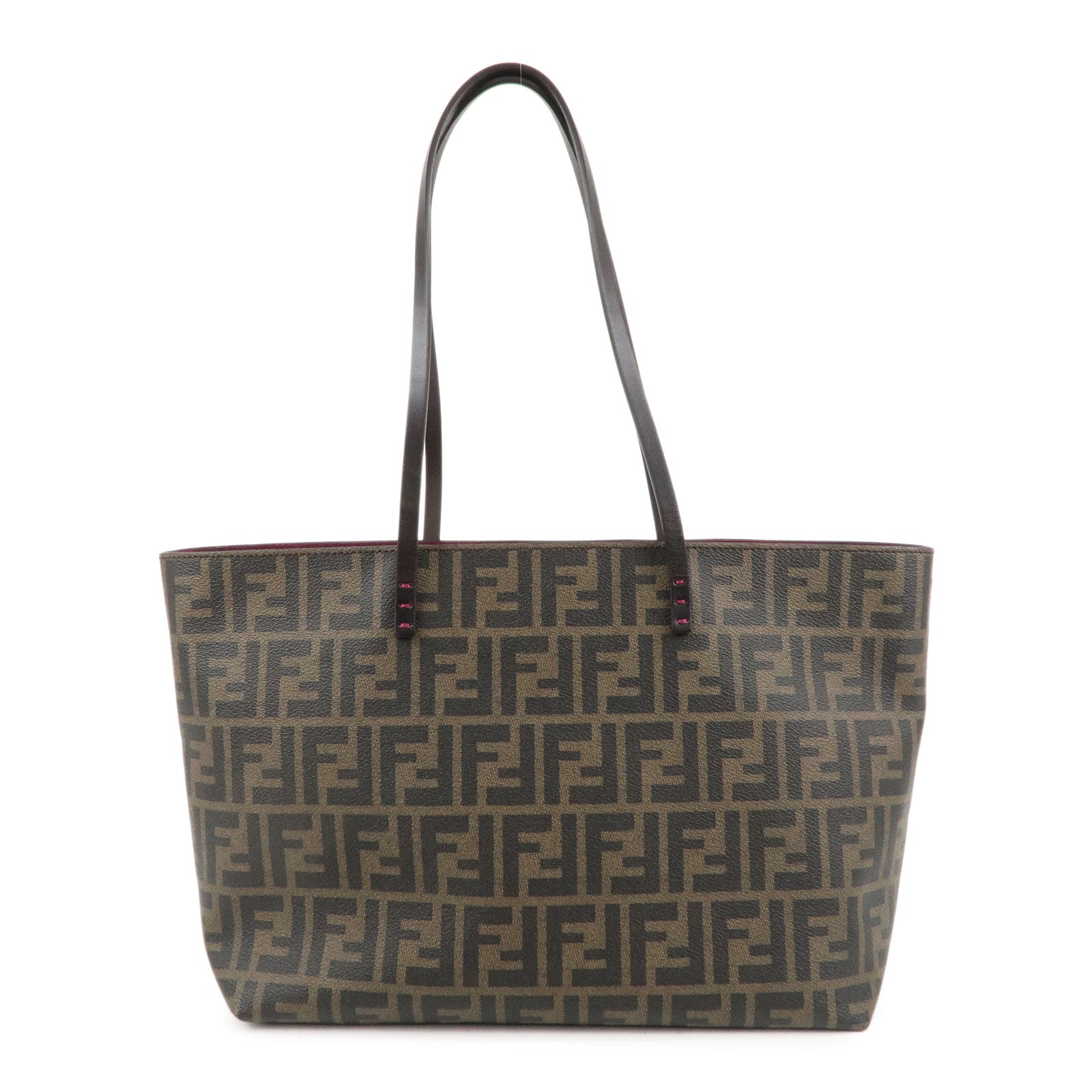 FENDI-Zucca-Logo-Print-PVC-Tote-Bag-Brown-Black-Purple-8BH198