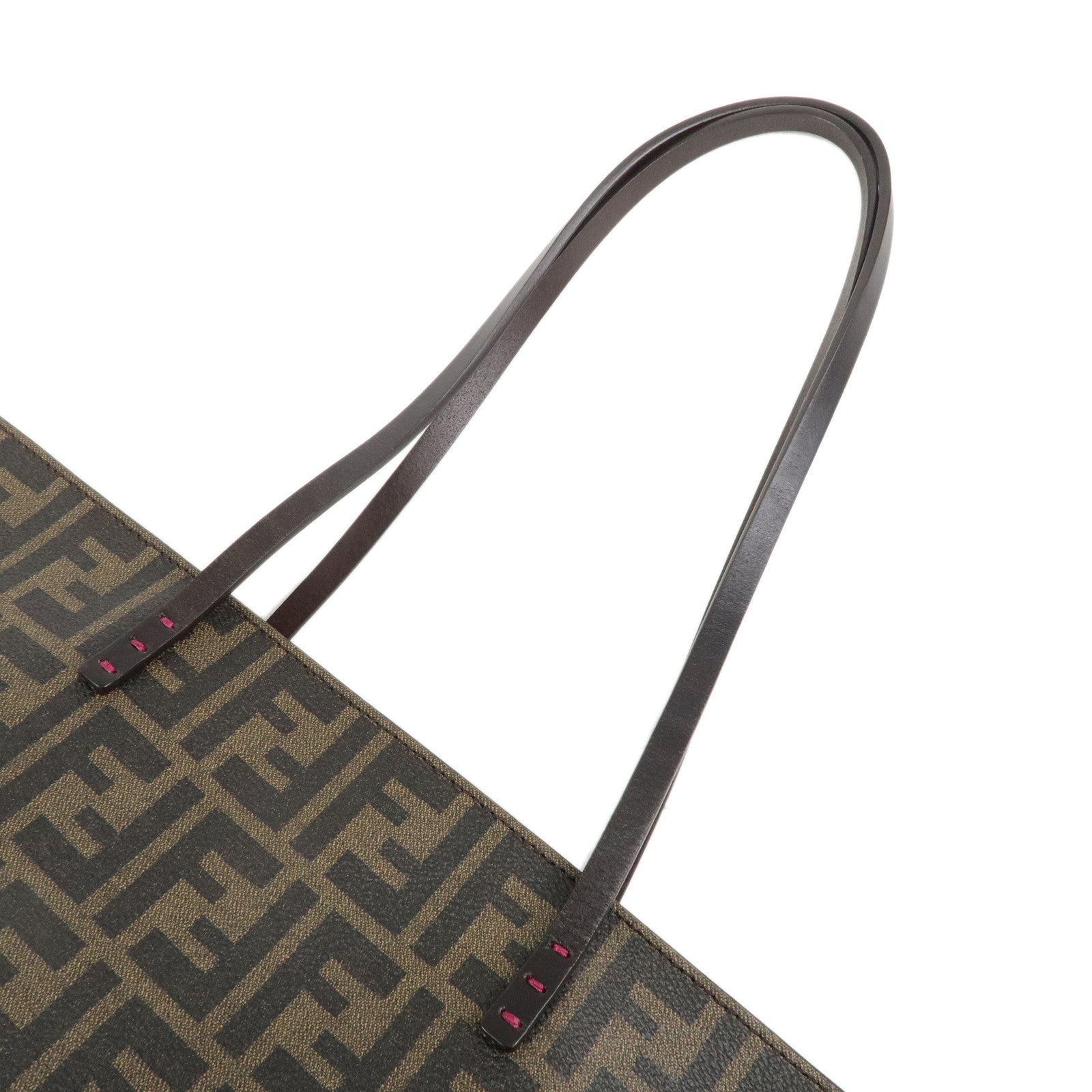 FENDI Zucca Logo Print PVC Tote Bag Brown Black Purple 8BH198