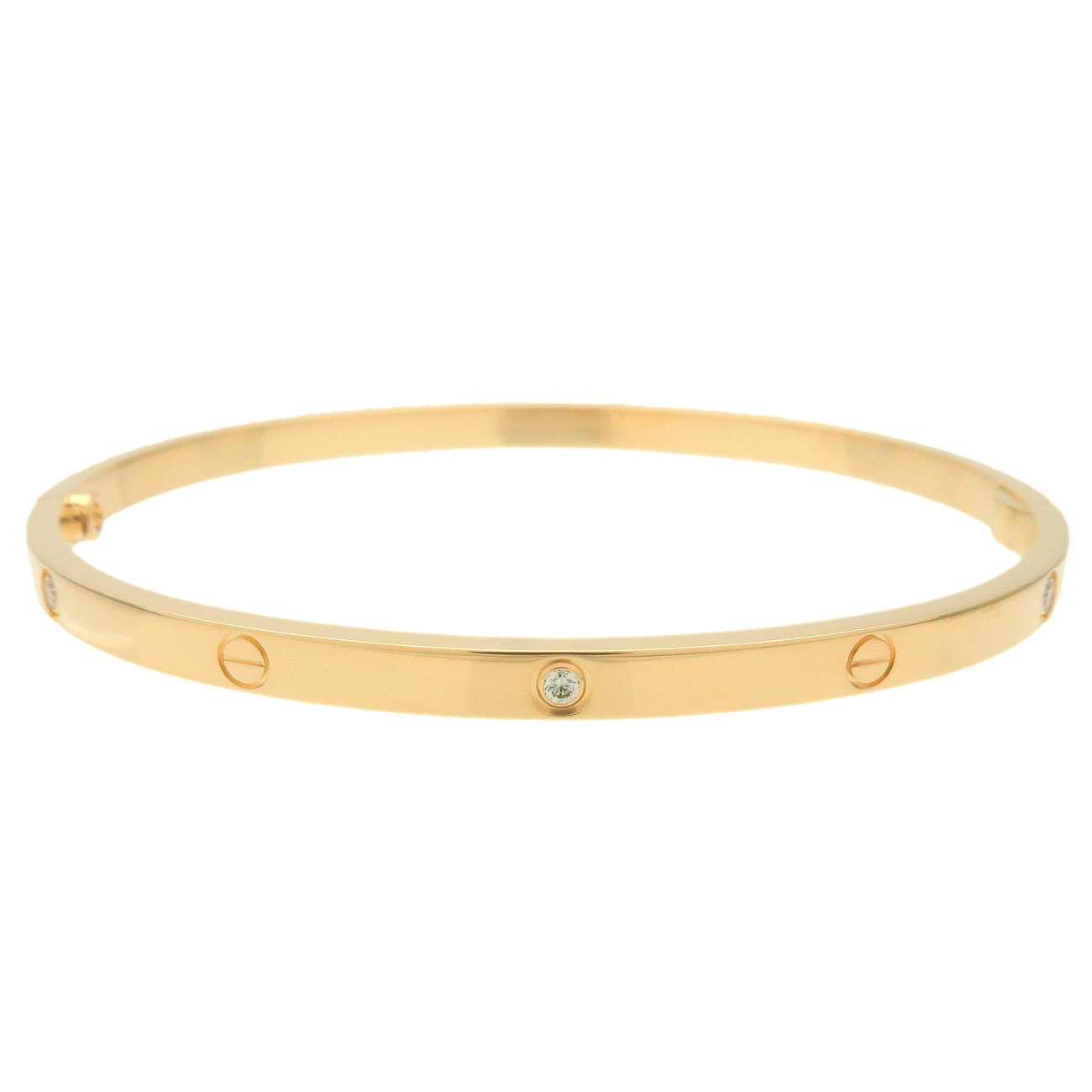 Cartier Love Bracelet Bangle Half Diamond K18 750YG Yellow Gold