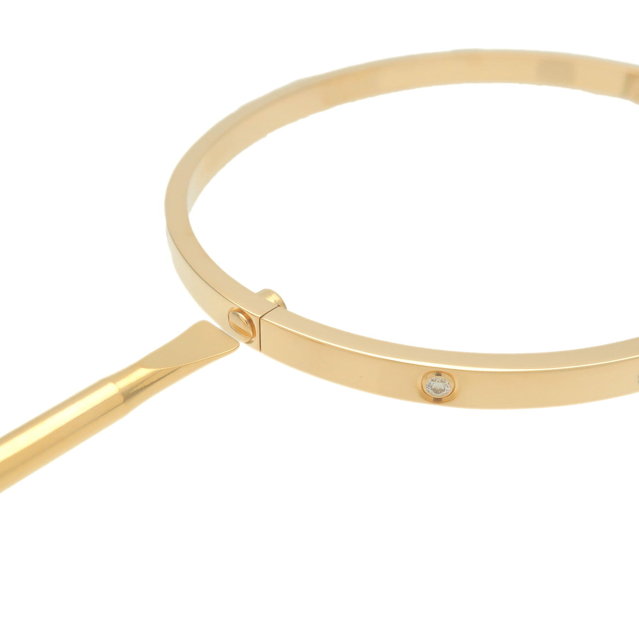 Cartier Love Bracelet Bangle Half Diamond K18 750YG Yellow Gold