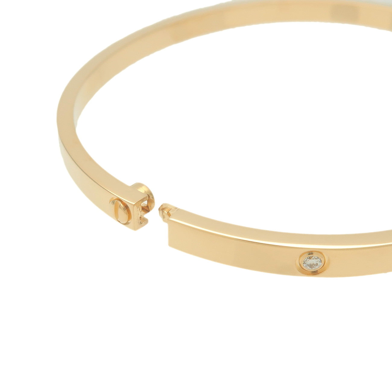 Cartier Love Bracelet Bangle Half Diamond K18 750YG Yellow Gold