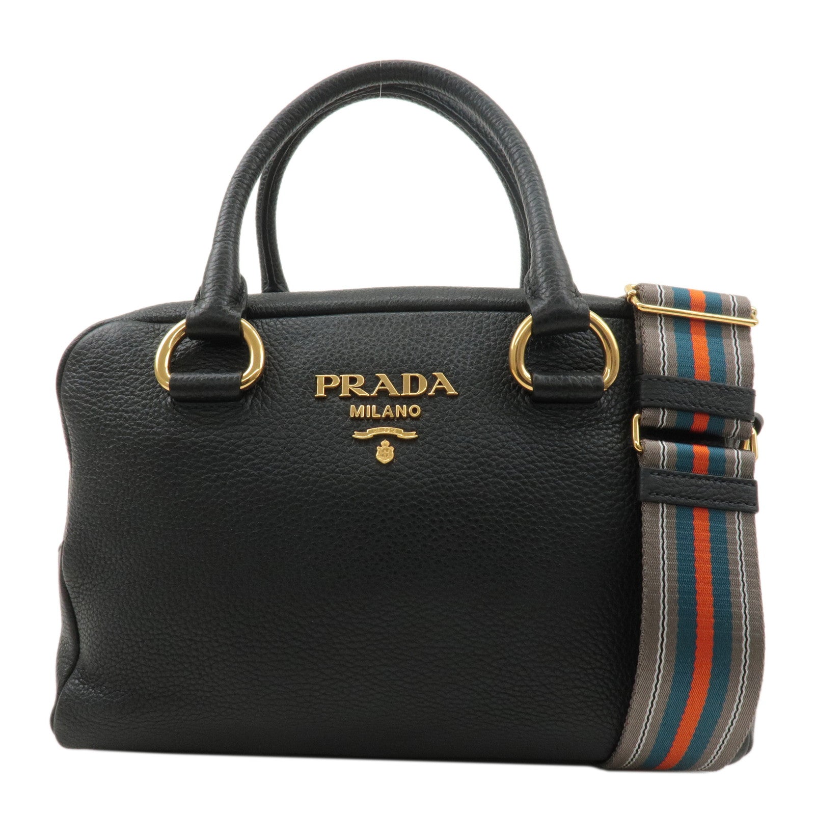 PRADA-Leather-2Way-Mini-Boston-Bag-Crossbody-Bag-Black-1BB086