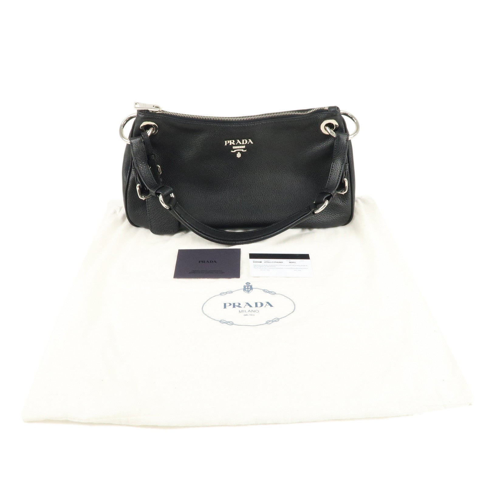 PRADA Leather Shoulder Bag NERO Black B4894M