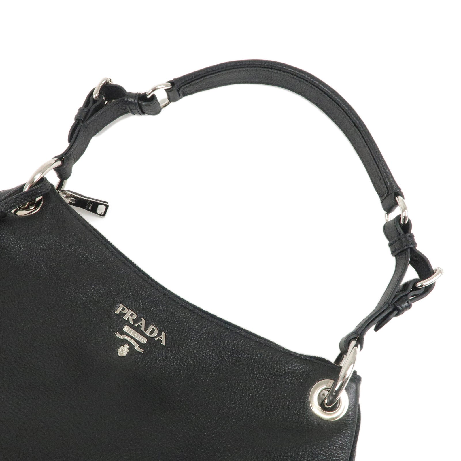 PRADA Leather Shoulder Bag NERO Black B4894M