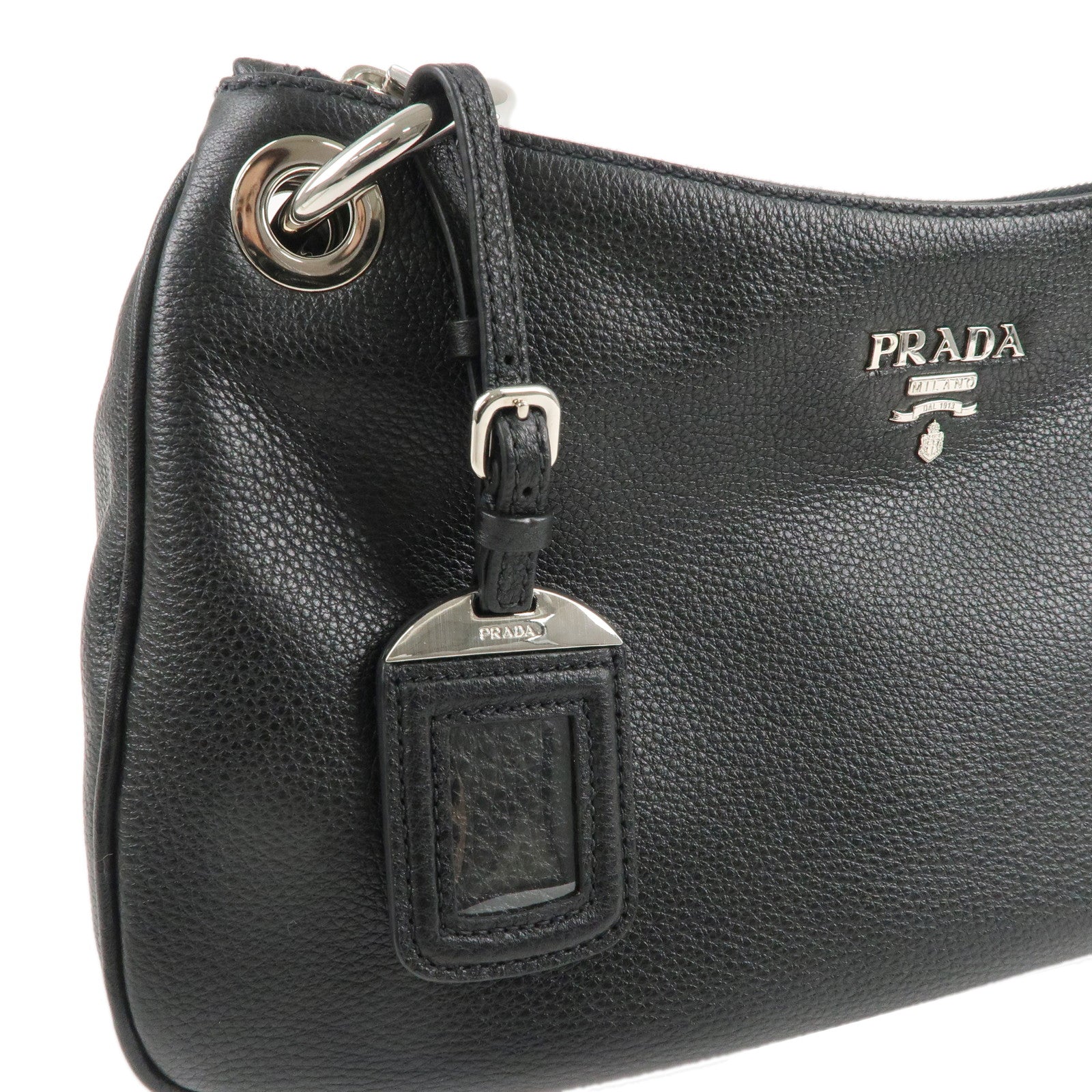 PRADA Leather Shoulder Bag NERO Black B4894M