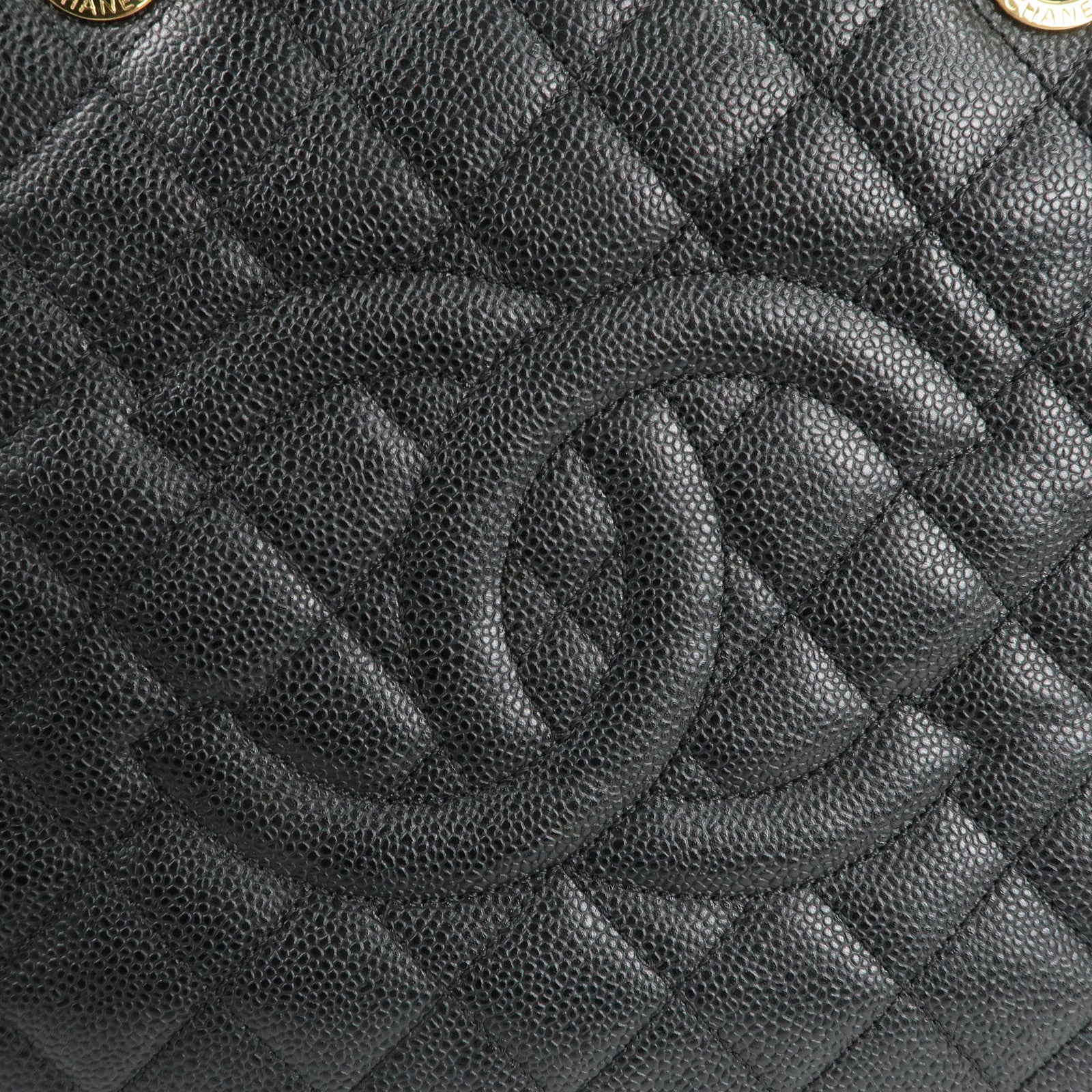 CHANEL Matelasse Caviar Skin GST Chain Tote Bag Black Gold A50995