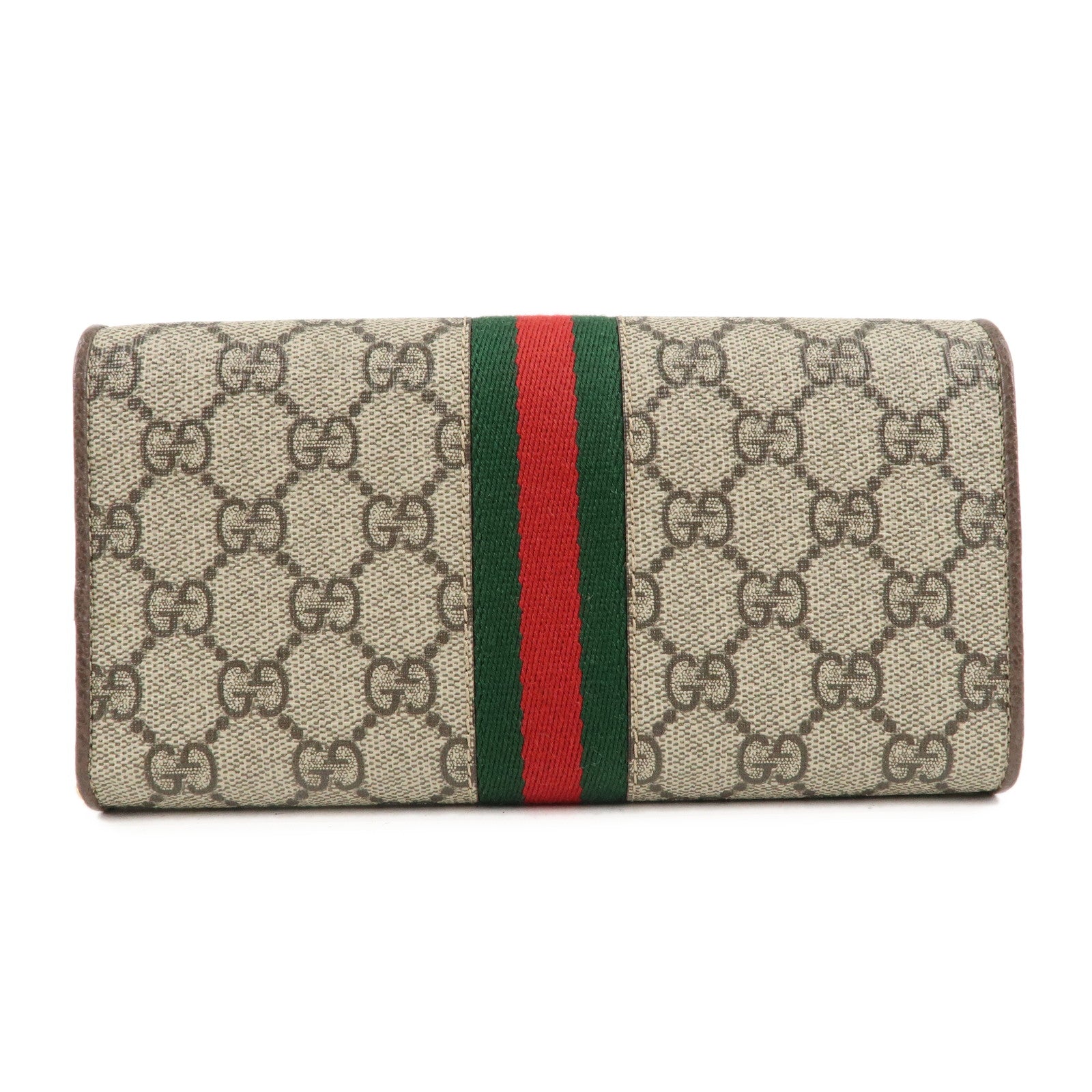 GUCCI Ophidia GG Supreme Leather Chain Wallet Beige Brown 546592