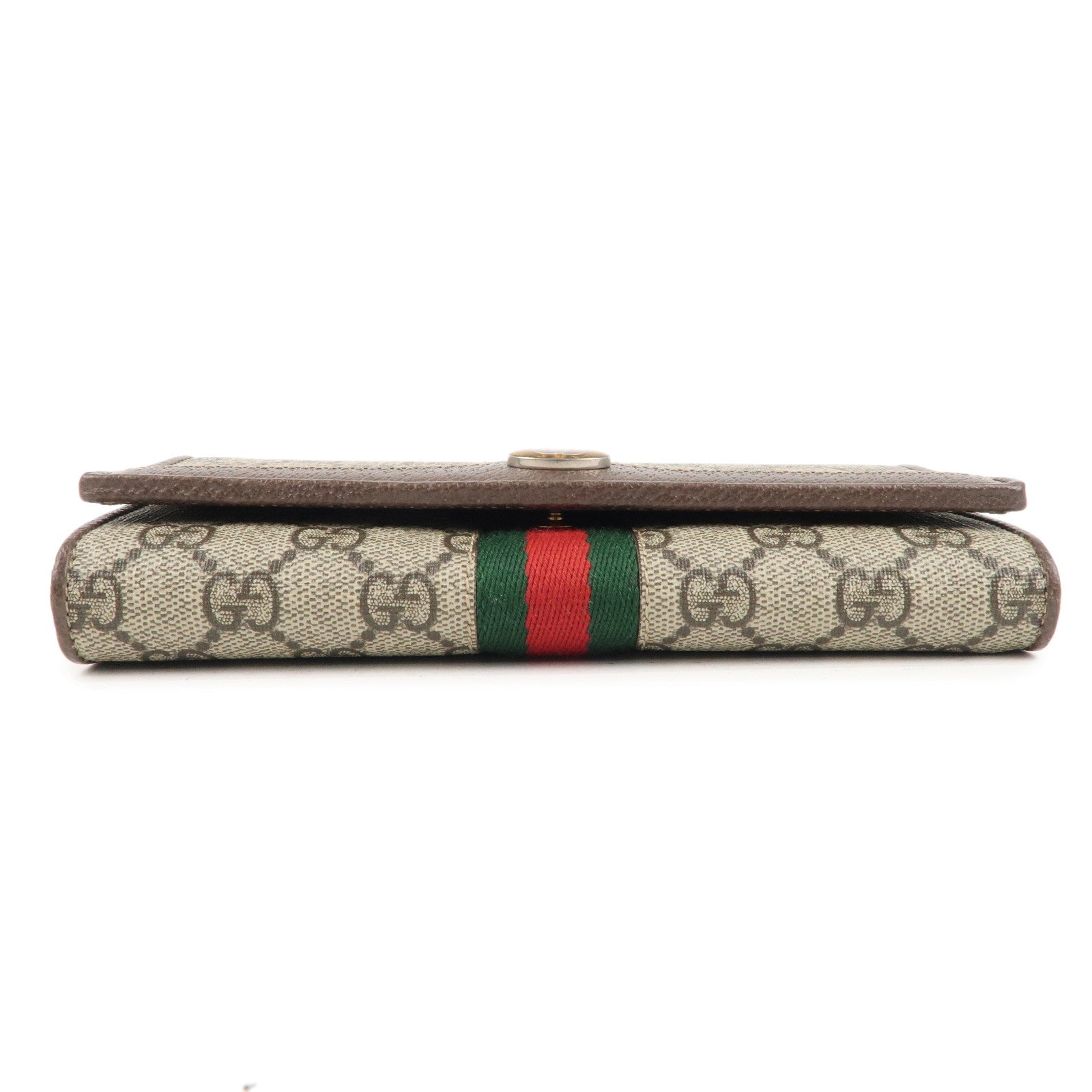 GUCCI Ophidia GG Supreme Leather Chain Wallet Beige Brown 546592