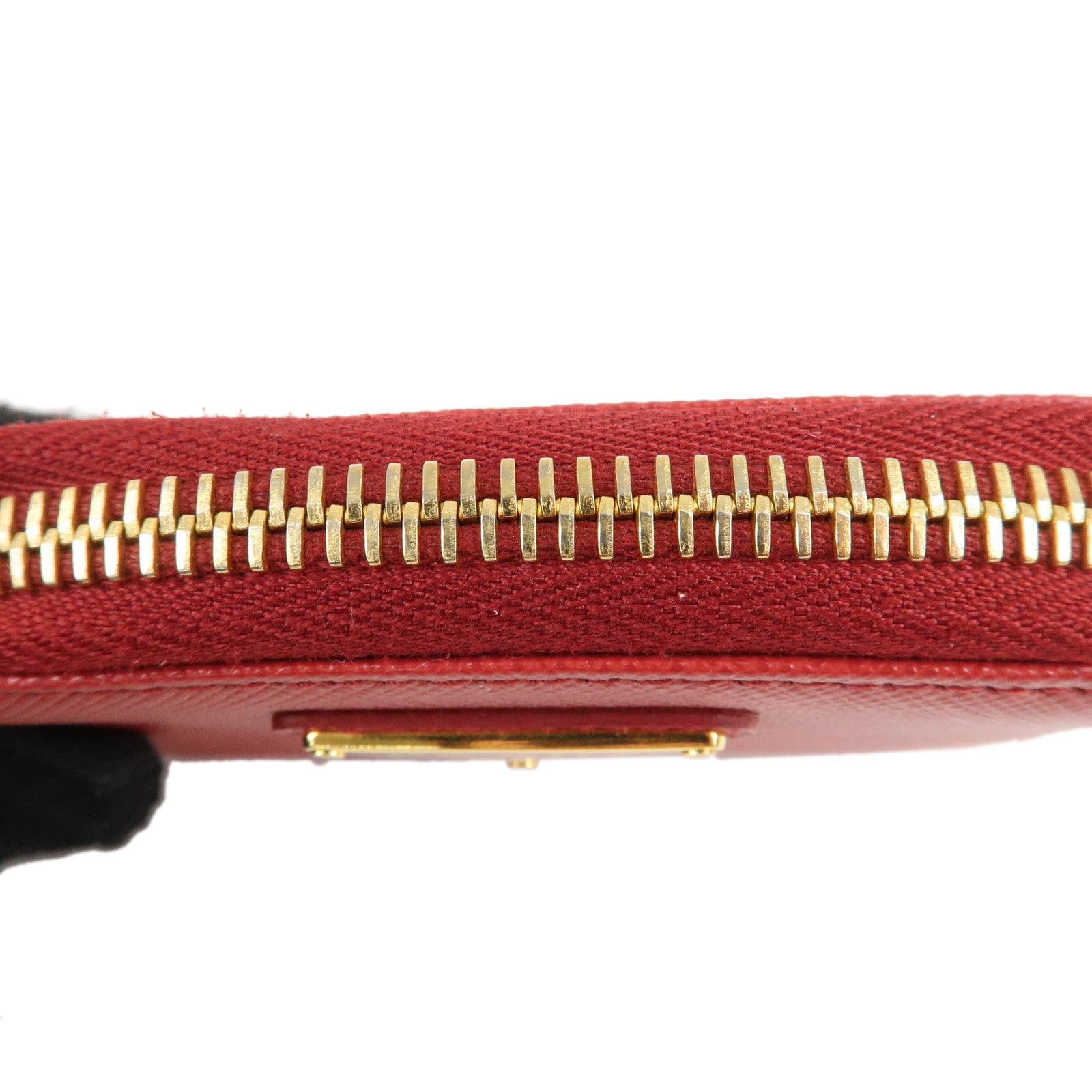 PRADA Saffiano Leather Round Zipper Coin Case Red