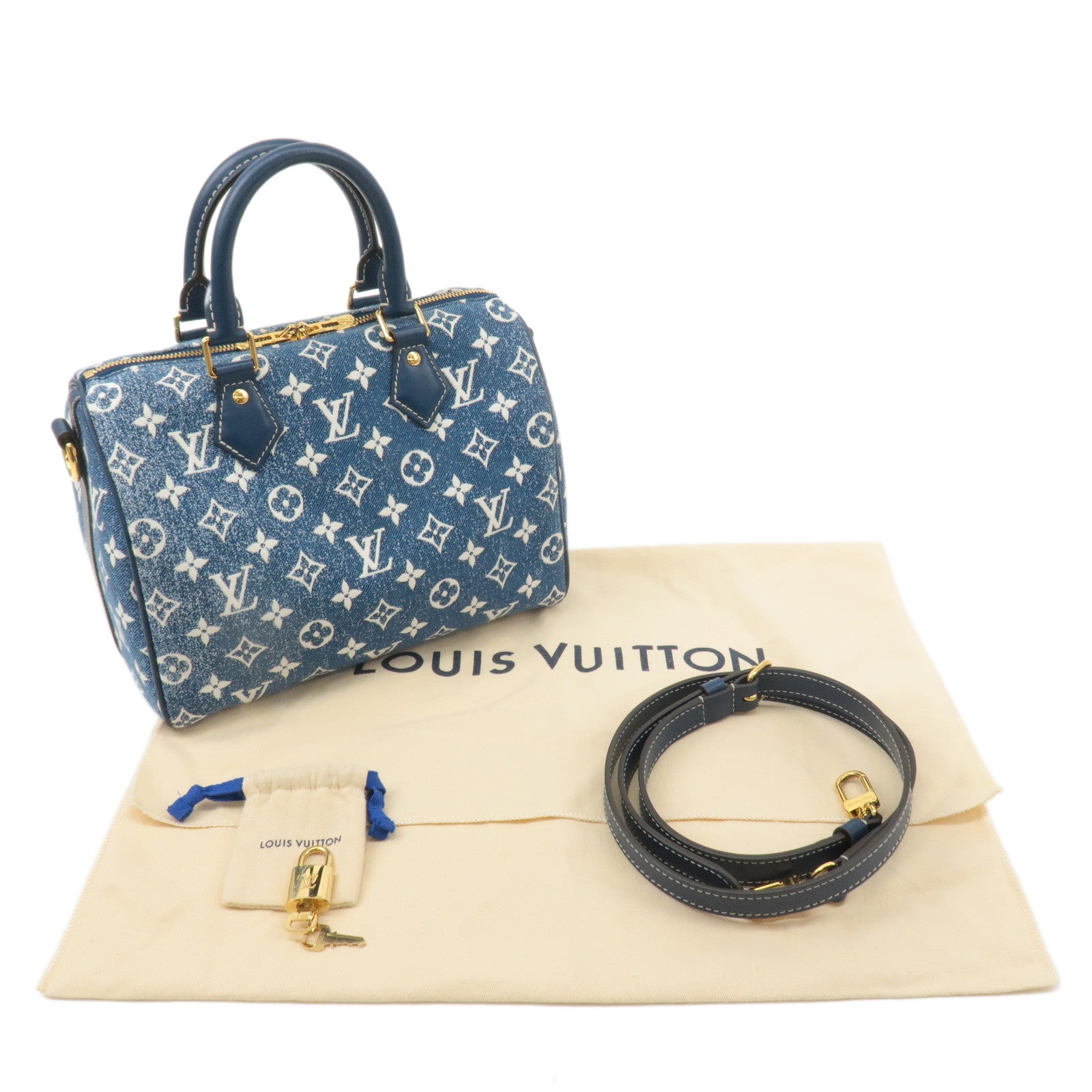 LOUIS VUITTON Monogram Denim Speedy Bandouliere 25 2Way Bag M59609