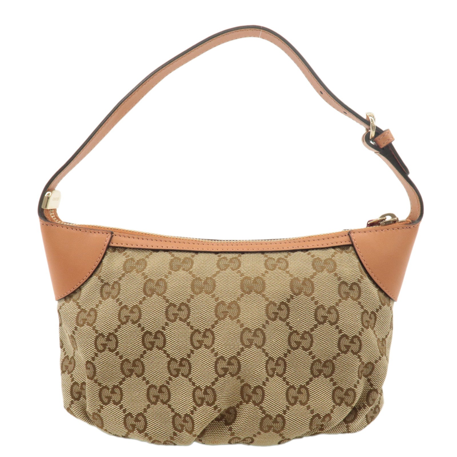 GUCCI GG Canvas Leather Shoulder Bag Hand Bag Beige 224093