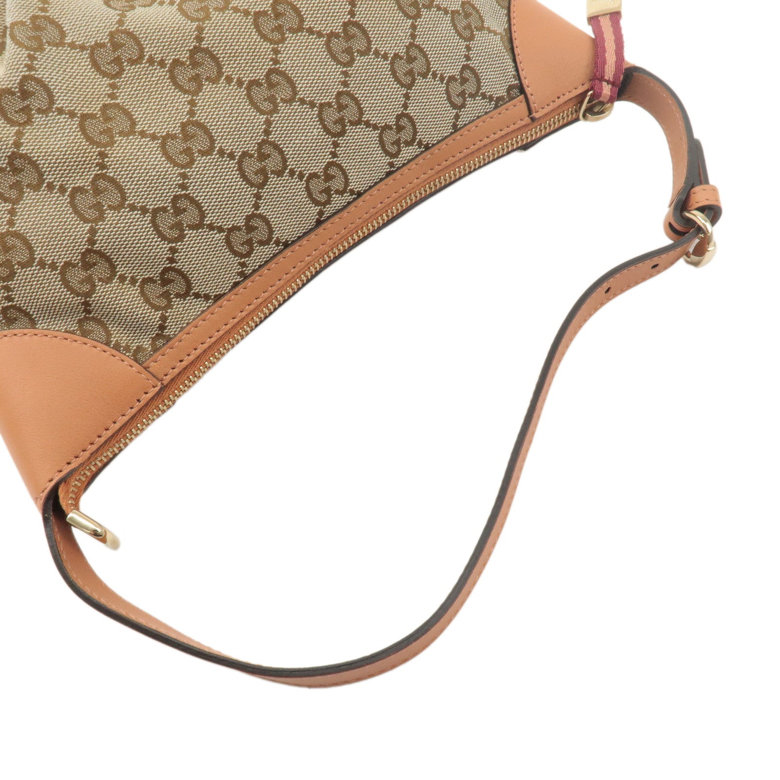 GUCCI GG Canvas Leather Shoulder Bag Hand Bag Beige 224093