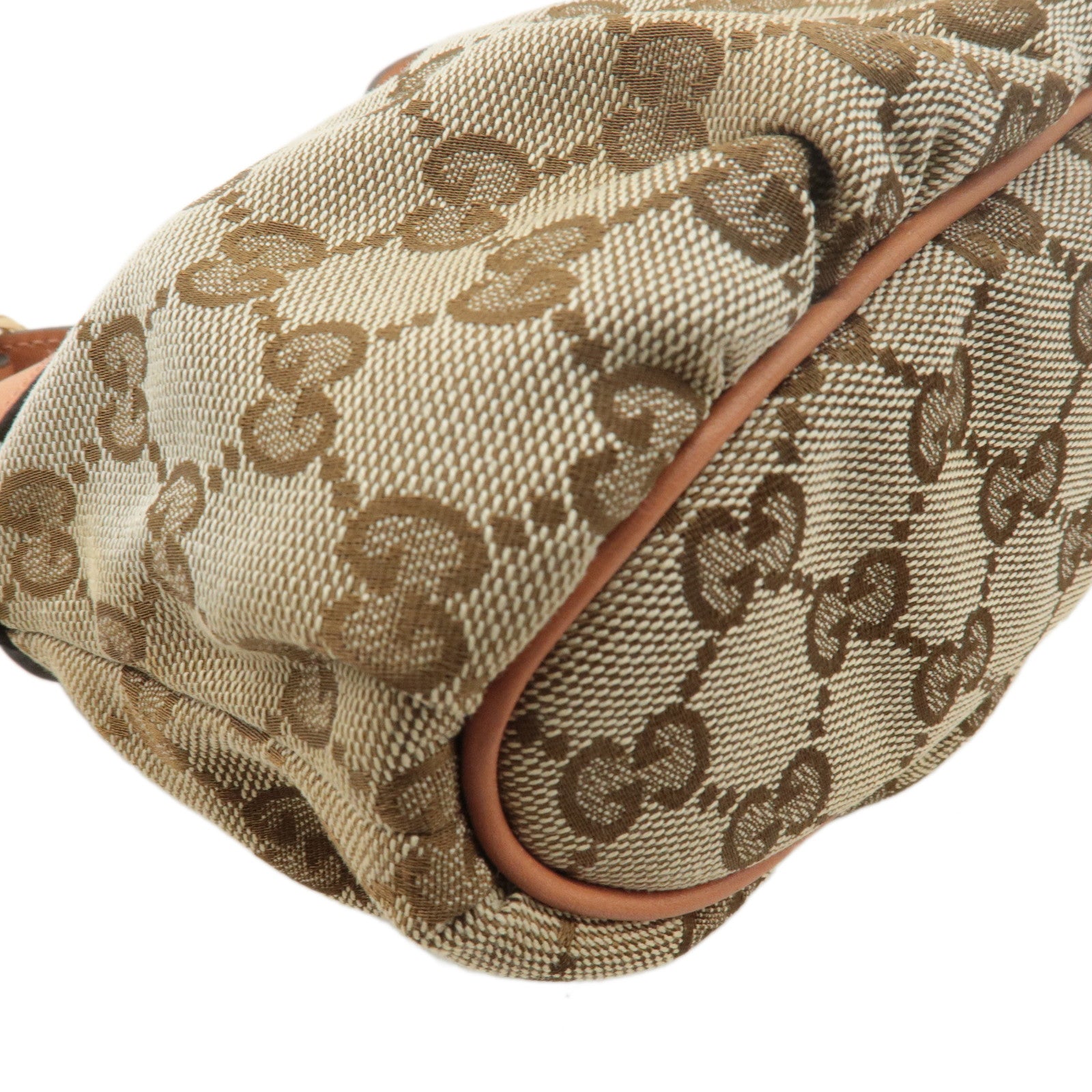 GUCCI GG Canvas Leather Shoulder Bag Hand Bag Beige 224093