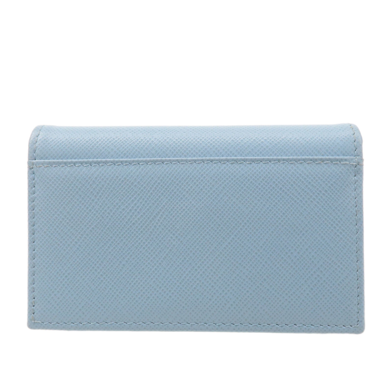 PRADA Logo Saffiano Leather Card Case Light Blue 1MC122