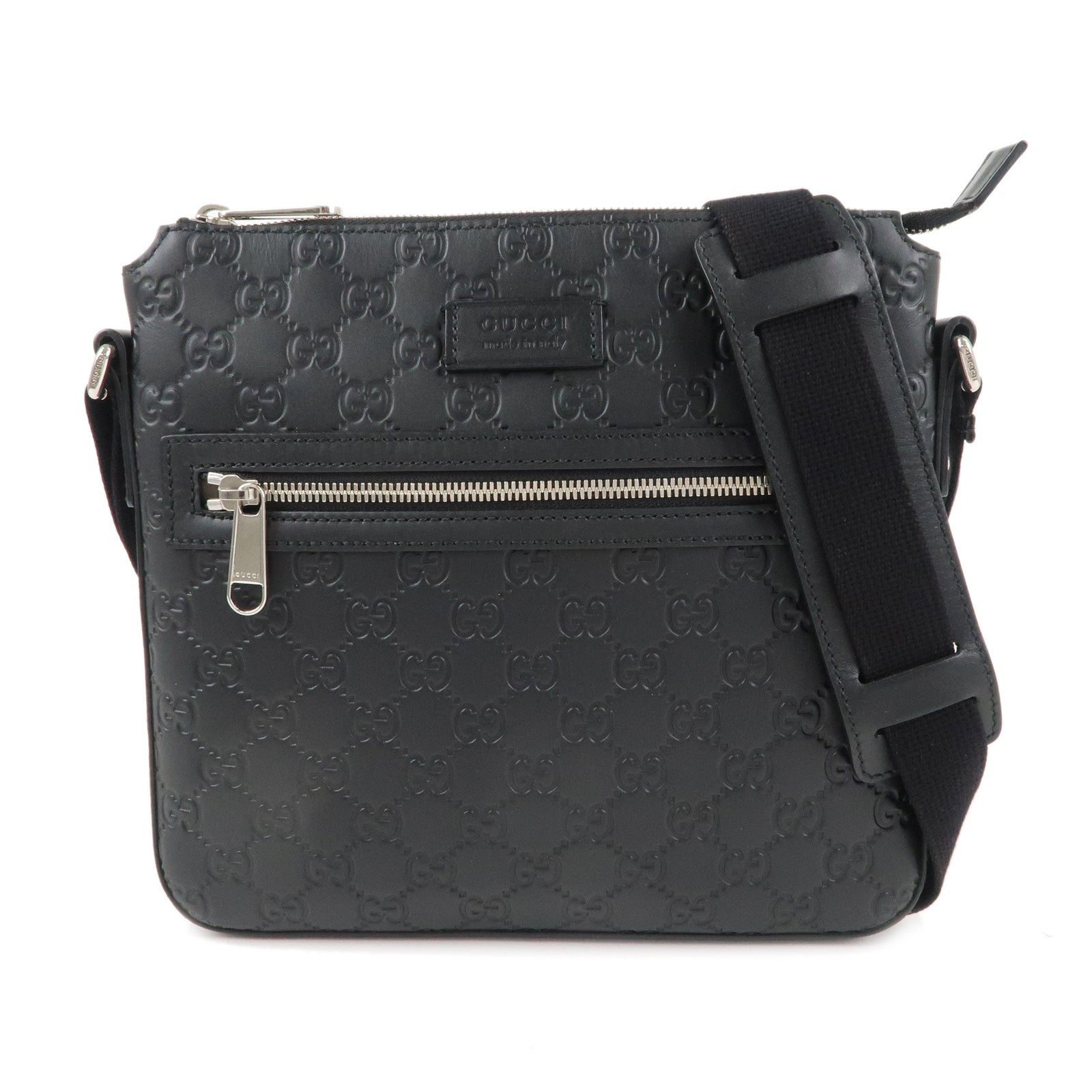 GUCCI-Guccissima-Messenger-Bag-Crossbody-Bag-Black-406410