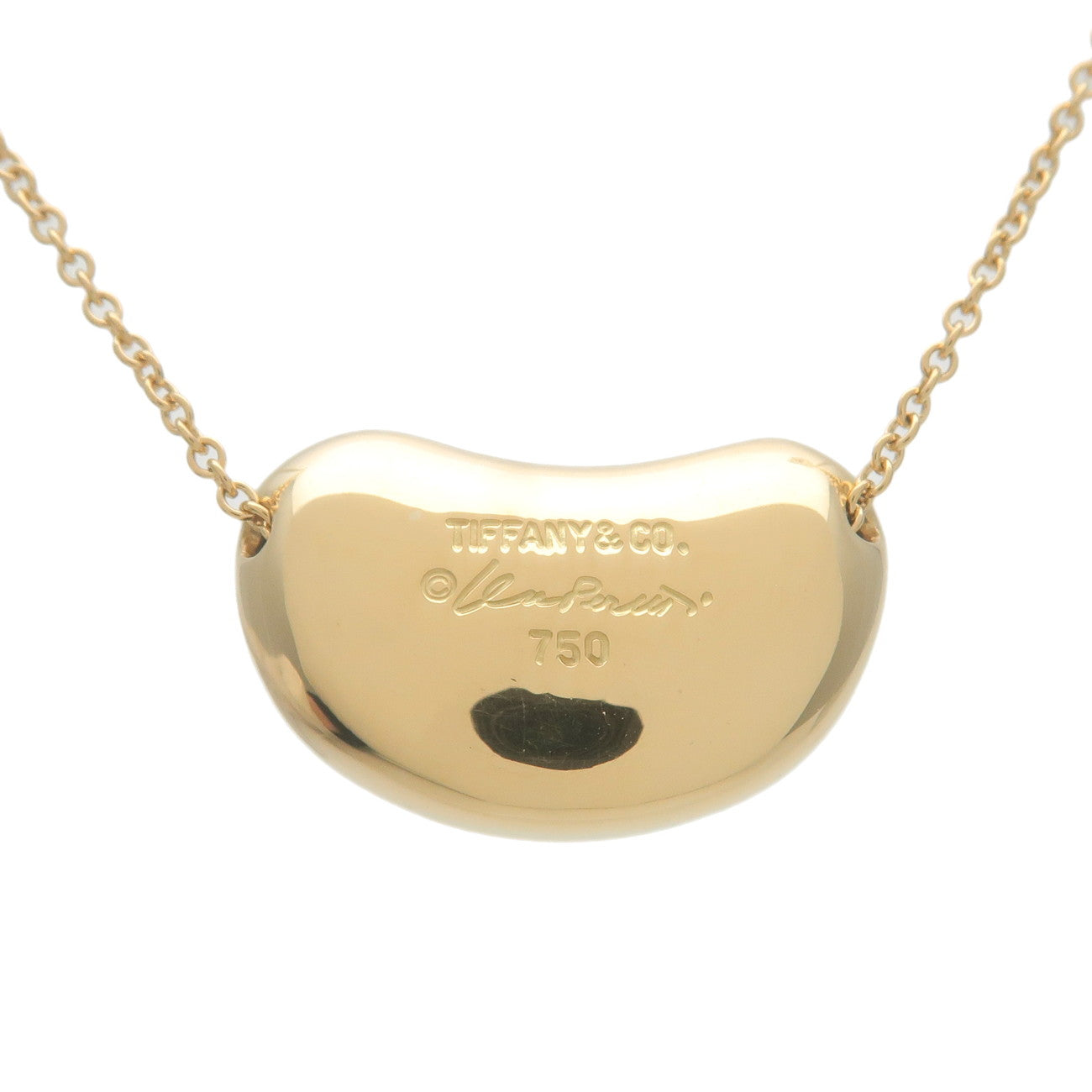 Tiffany&Co. Bean Necklace Medium K18YG 750YG Yellow Gold