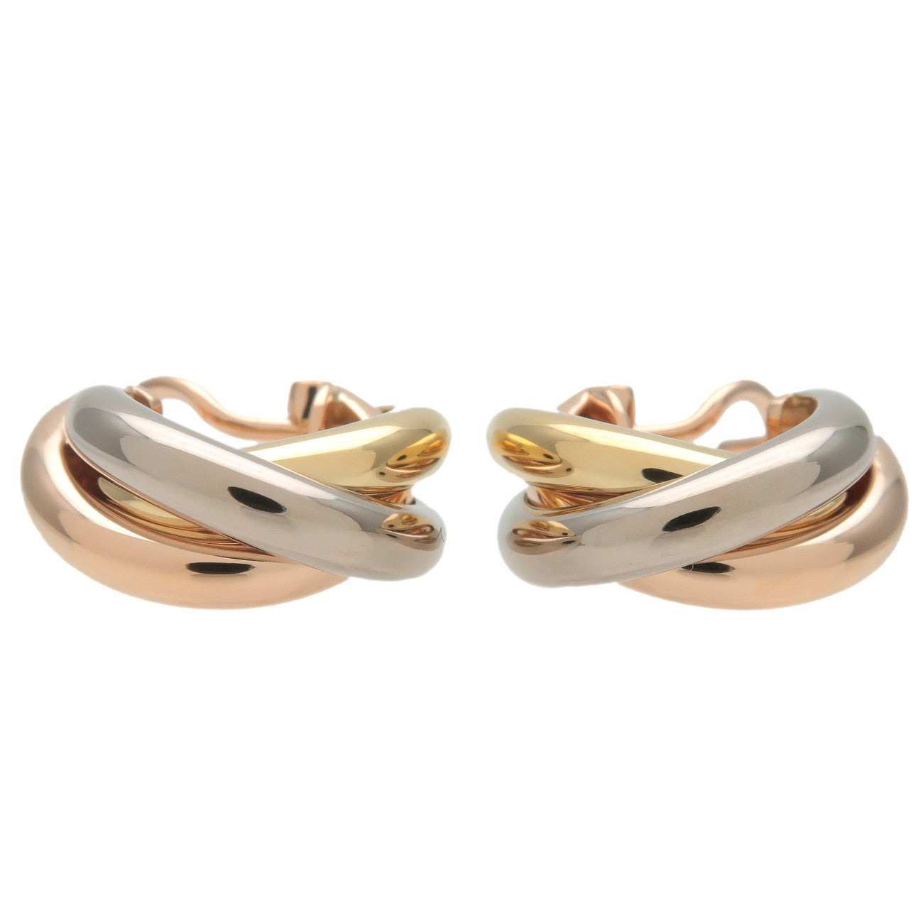 Cartier-Trinity-Earrings-K18-750-Yellow-Gold-White-Gold-Rose-Gold