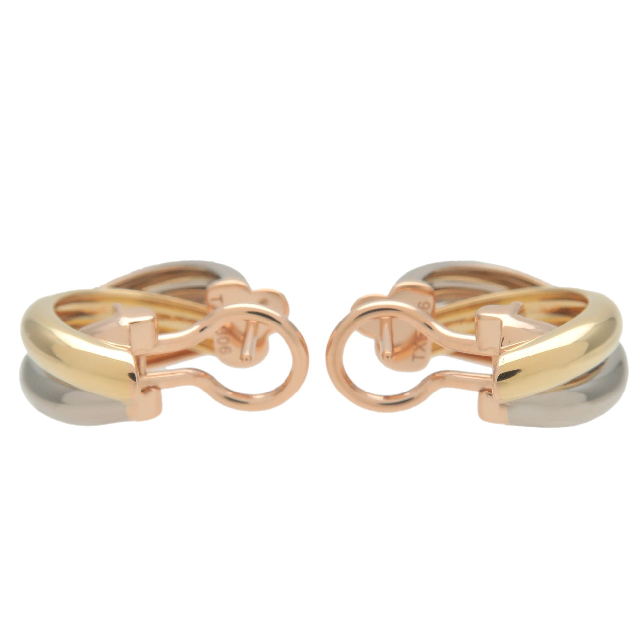 Cartier Trinity Earrings K18 750 Yellow Gold White Gold Rose Gold