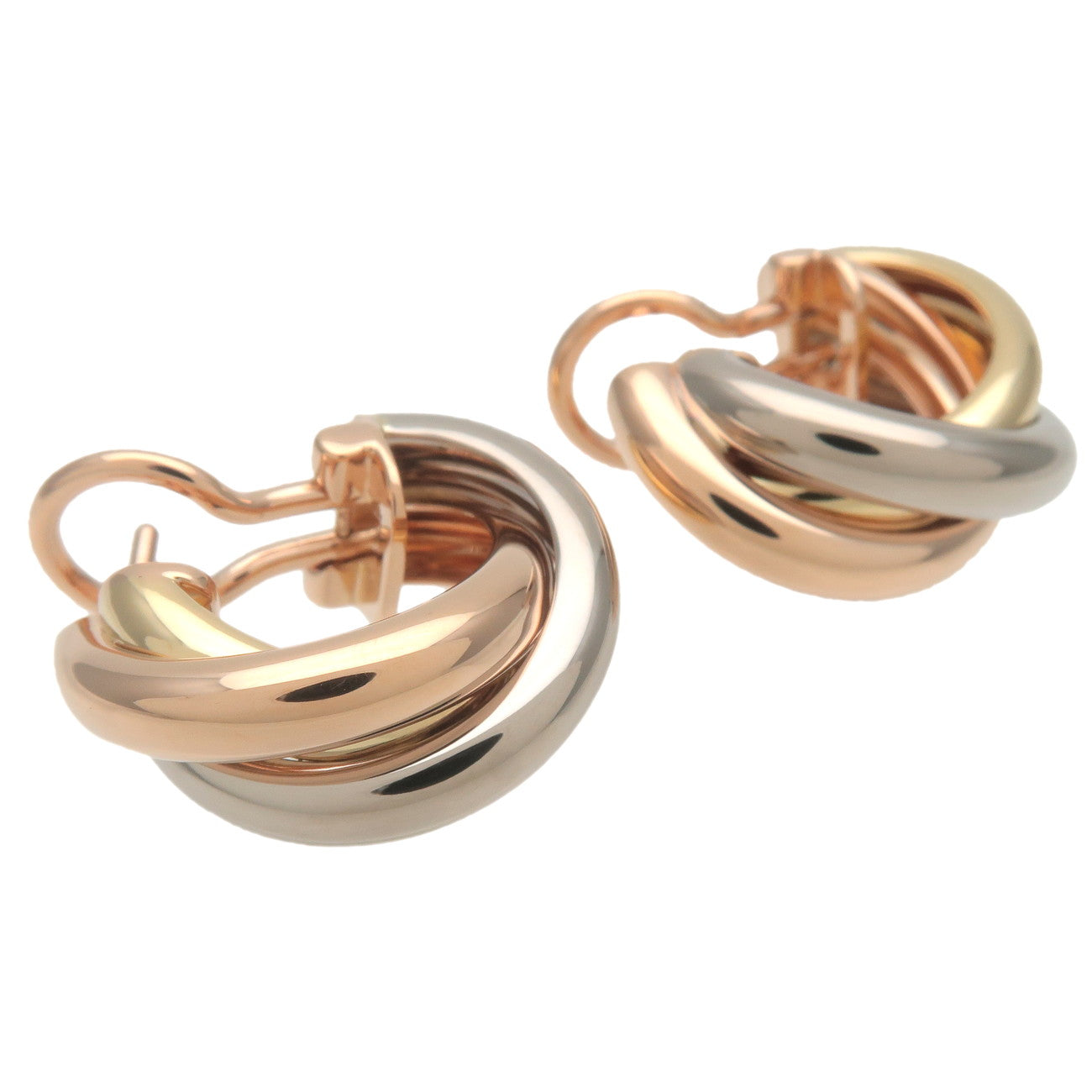 Cartier Trinity Earrings K18 750 Yellow Gold White Gold Rose Gold